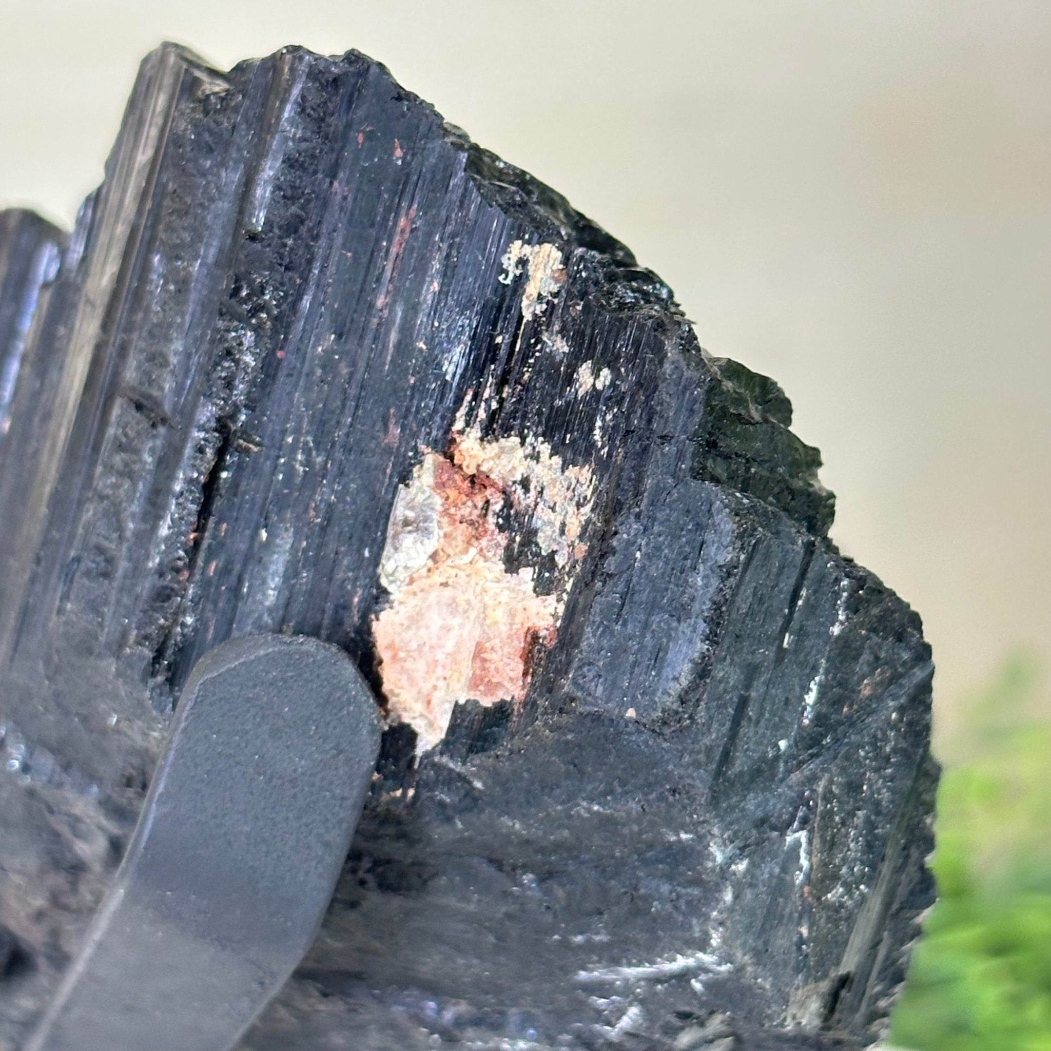 Black Tourmaline Cluster on a Metal Stand, 4.3 lbs and 7" Tall #6020 - 0005 - Brazil GemsBrazil GemsBlack Tourmaline Cluster on a Metal Stand, 4.3 lbs and 7" Tall #6020 - 0005Clusters on Wood Bases6020 - 0005