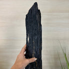 Black Tourmaline Cluster on a Metal Stand, 51.8 lbs and 27" Tall 6020 - 0009 - Brazil GemsBrazil GemsBlack Tourmaline Cluster on a Metal Stand, 51.8 lbs and 27" Tall 6020 - 0009Clusters on Wood Bases6020 - 0009