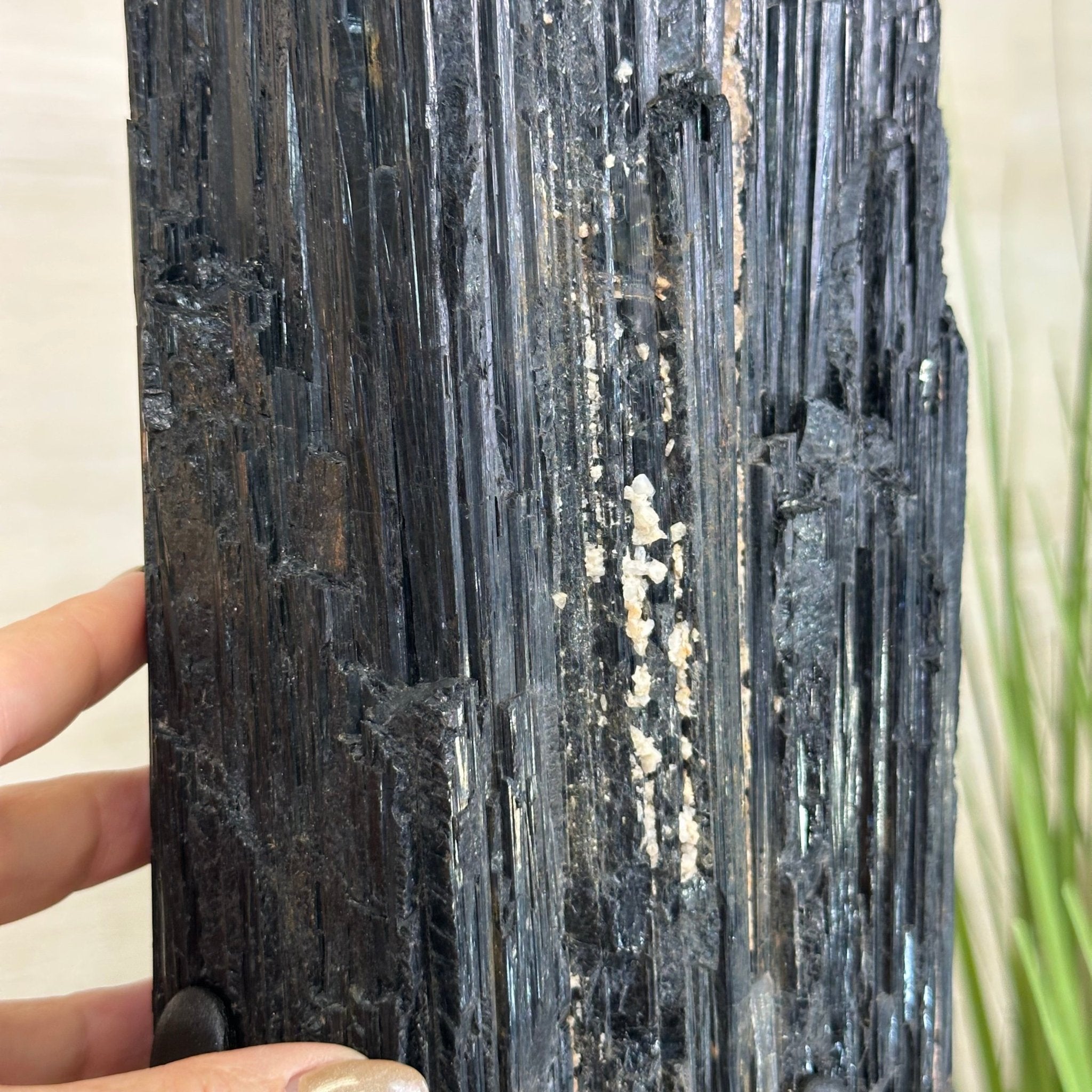Black Tourmaline Cluster on a Metal Stand, 51.8 lbs and 27" Tall 6020 - 0009 - Brazil GemsBrazil GemsBlack Tourmaline Cluster on a Metal Stand, 51.8 lbs and 27" Tall 6020 - 0009Clusters on Wood Bases6020 - 0009