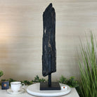 Black Tourmaline Cluster on a Metal Stand, 51.8 lbs and 27" Tall 6020 - 0009 - Brazil GemsBrazil GemsBlack Tourmaline Cluster on a Metal Stand, 51.8 lbs and 27" Tall 6020 - 0009Clusters on Wood Bases6020 - 0009
