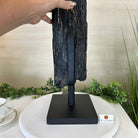 Black Tourmaline Cluster on a Metal Stand, 51.8 lbs and 27" Tall 6020 - 0009 - Brazil GemsBrazil GemsBlack Tourmaline Cluster on a Metal Stand, 51.8 lbs and 27" Tall 6020 - 0009Clusters on Wood Bases6020 - 0009