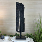 Black Tourmaline Cluster on a Metal Stand, 51.8 lbs and 27" Tall 6020 - 0009 - Brazil GemsBrazil GemsBlack Tourmaline Cluster on a Metal Stand, 51.8 lbs and 27" Tall 6020 - 0009Clusters on Wood Bases6020 - 0009