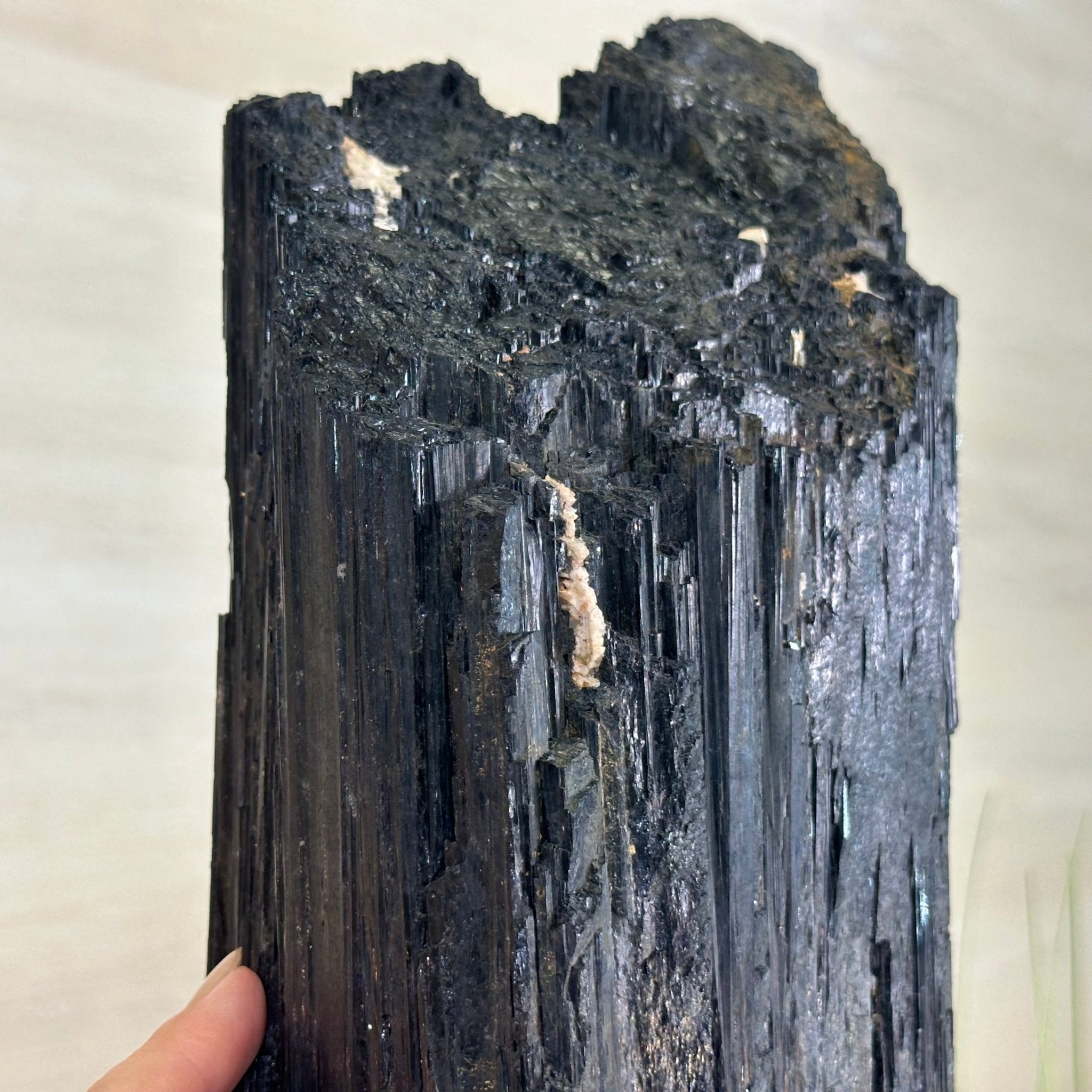 Black Tourmaline Cluster on a Metal Stand, 51.8 lbs and 27" Tall 6020 - 0009 - Brazil GemsBrazil GemsBlack Tourmaline Cluster on a Metal Stand, 51.8 lbs and 27" Tall 6020 - 0009Clusters on Wood Bases6020 - 0009