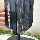 Black Tourmaline Cluster on a Metal Stand, 51.8 lbs and 27" Tall 6020 - 0009 - Brazil GemsBrazil GemsBlack Tourmaline Cluster on a Metal Stand, 51.8 lbs and 27" Tall 6020 - 0009Clusters on Wood Bases6020 - 0009