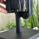 Black Tourmaline Cluster on a Metal Stand, 51.8 lbs and 27" Tall 6020 - 0009 - Brazil GemsBrazil GemsBlack Tourmaline Cluster on a Metal Stand, 51.8 lbs and 27" Tall 6020 - 0009Clusters on Wood Bases6020 - 0009