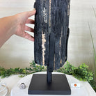 Black Tourmaline Cluster on a Metal Stand, 51.8 lbs and 27" Tall 6020 - 0009 - Brazil GemsBrazil GemsBlack Tourmaline Cluster on a Metal Stand, 51.8 lbs and 27" Tall 6020 - 0009Clusters on Wood Bases6020 - 0009
