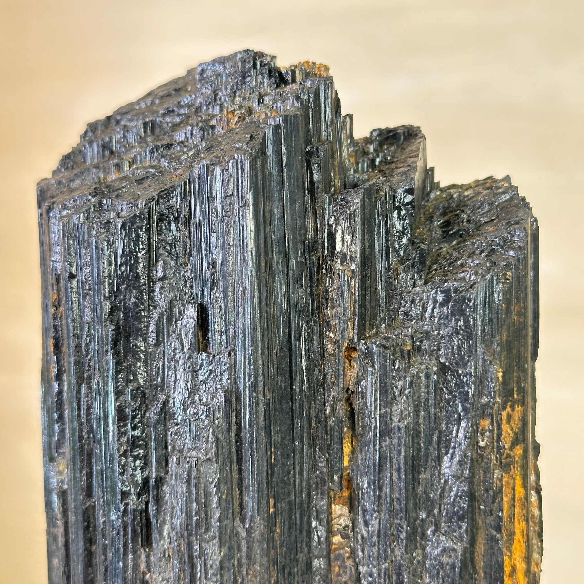 Black Tourmaline Cluster on a Metal Stand, 5.4 lbs and 12" Tall #6020 - 0006 - Brazil GemsBrazil GemsBlack Tourmaline Cluster on a Metal Stand, 5.4 lbs and 12" Tall #6020 - 0006Clusters on Wood Bases6020 - 0006