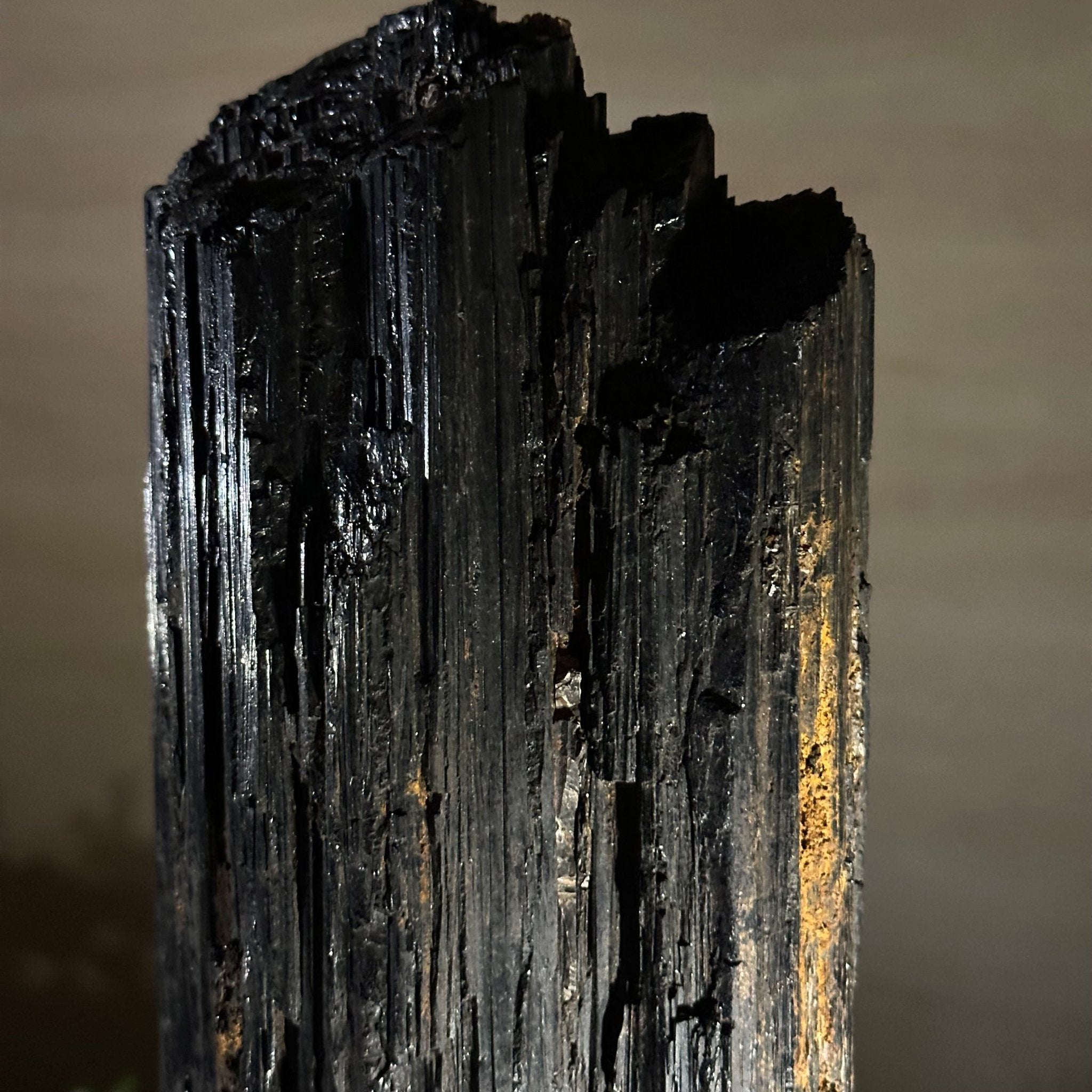 Black Tourmaline Cluster on a Metal Stand, 5.4 lbs and 12" Tall #6020 - 0006 - Brazil GemsBrazil GemsBlack Tourmaline Cluster on a Metal Stand, 5.4 lbs and 12" Tall #6020 - 0006Clusters on Wood Bases6020 - 0006
