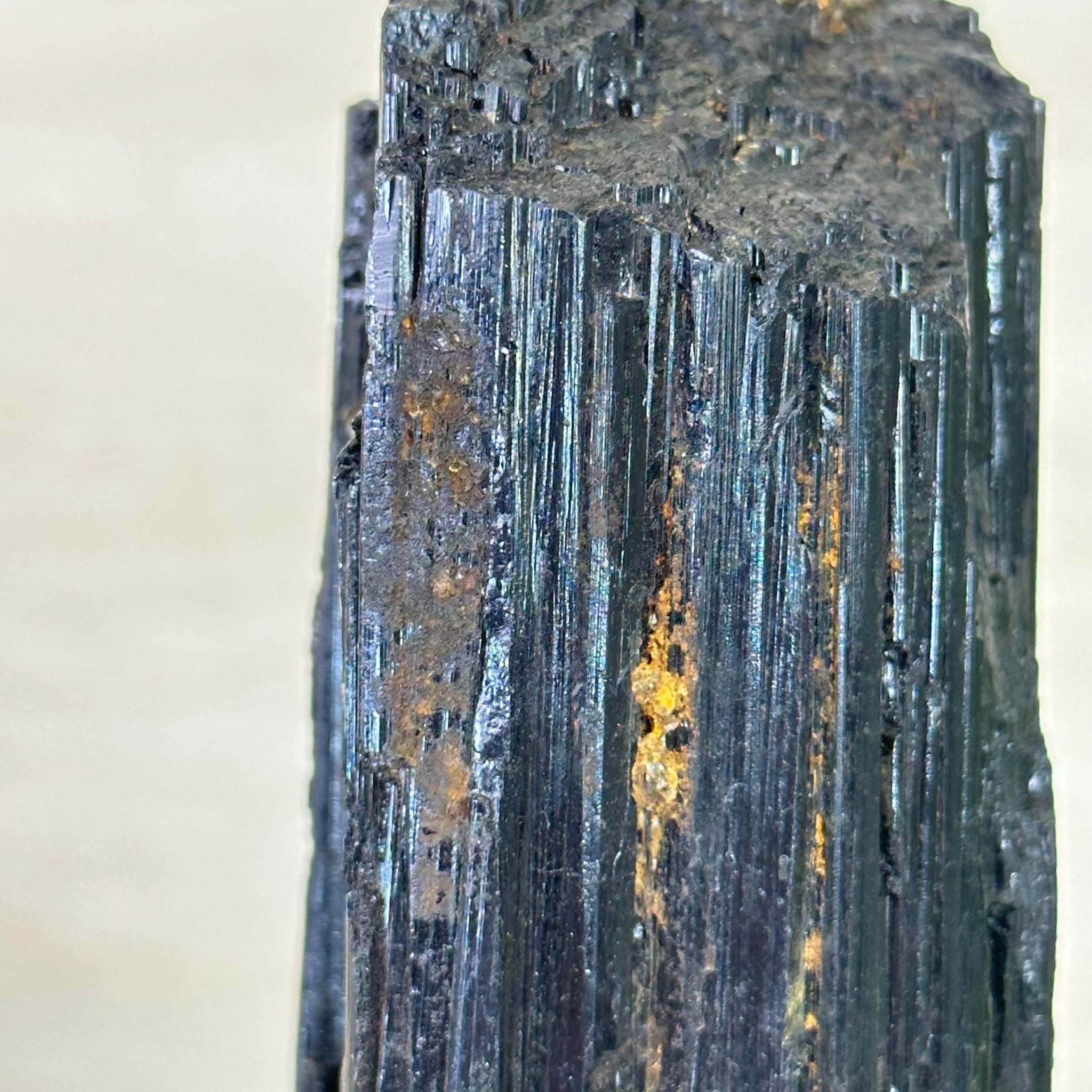 Black Tourmaline Cluster on a Metal Stand, 5.4 lbs and 12" Tall #6020 - 0006 - Brazil GemsBrazil GemsBlack Tourmaline Cluster on a Metal Stand, 5.4 lbs and 12" Tall #6020 - 0006Clusters on Wood Bases6020 - 0006