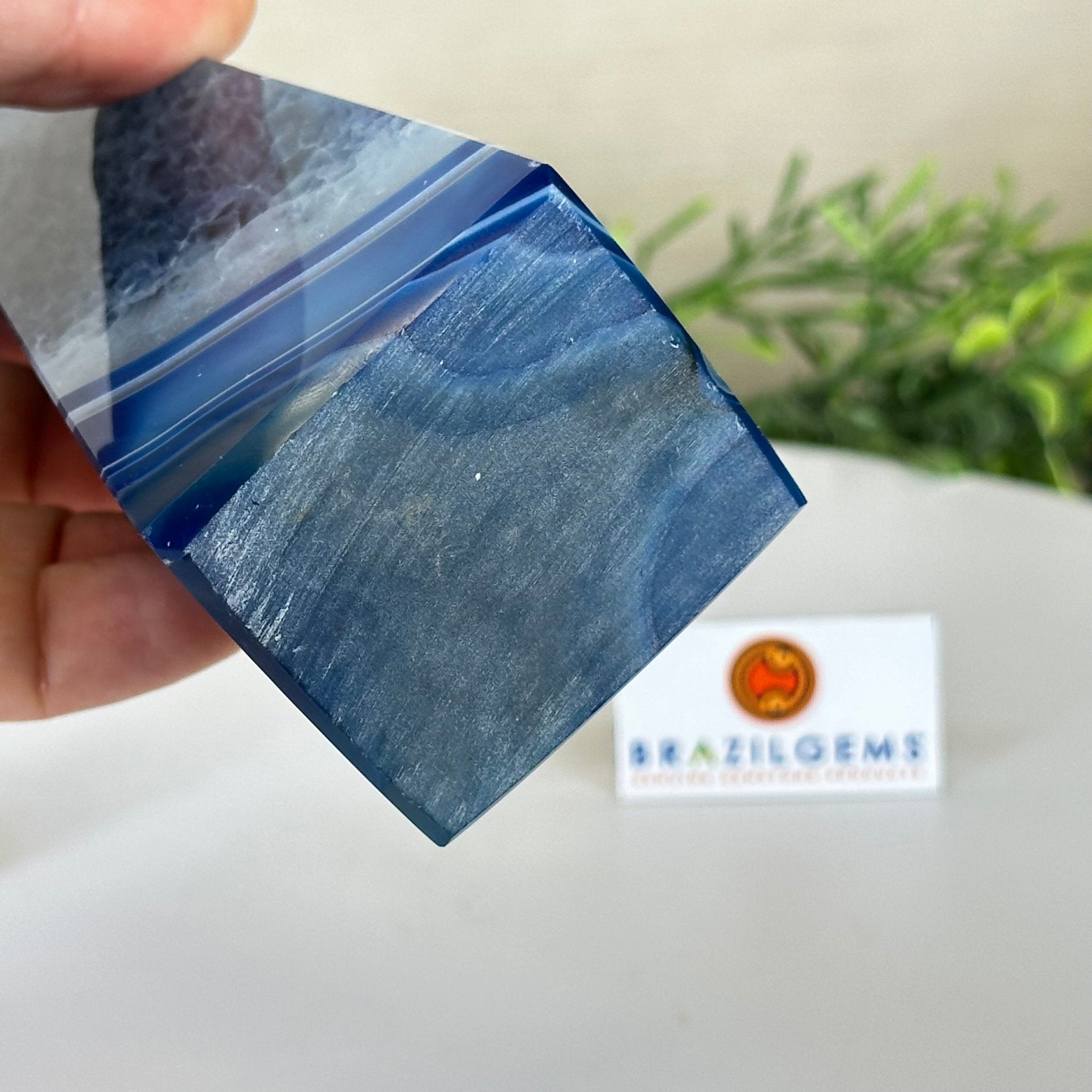 Blue Agate 4 - Sided Obelisk Tower, 7.5" Tall #3104BL - 007 - Brazil GemsBrazil GemsBlue Agate 4 - Sided Obelisk Tower, 7.5" Tall #3104BL - 007Obelisks3104BL - 007