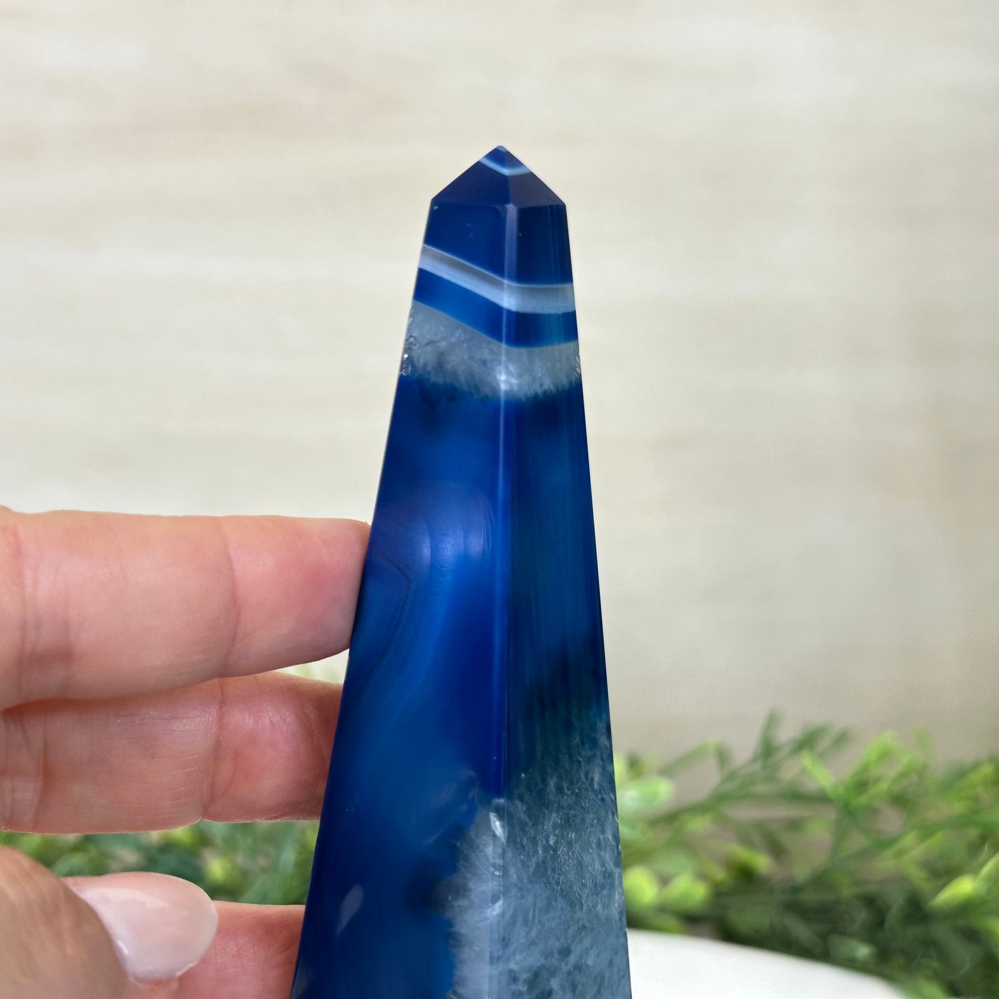 Blue Agate 4 - Sided Obelisk Tower, 7.5" Tall #3104BL - 007 - Brazil GemsBrazil GemsBlue Agate 4 - Sided Obelisk Tower, 7.5" Tall #3104BL - 007Obelisks3104BL - 007