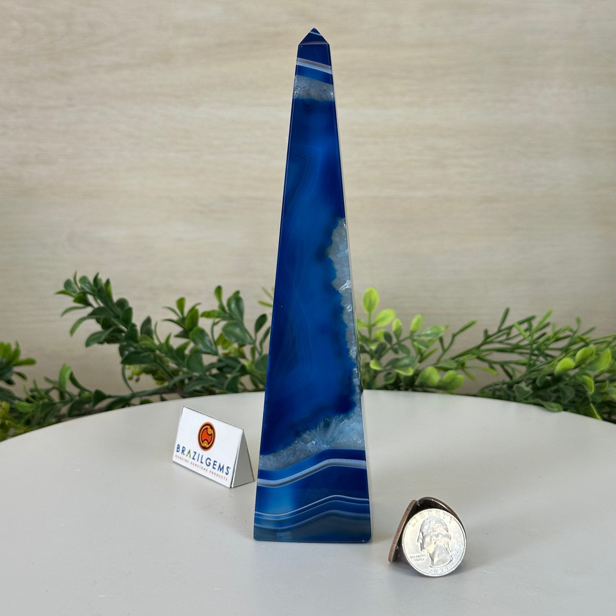 Blue Agate 4 - Sided Obelisk Tower, 7.5" Tall #3104BL - 007 - Brazil GemsBrazil GemsBlue Agate 4 - Sided Obelisk Tower, 7.5" Tall #3104BL - 007Obelisks3104BL - 007