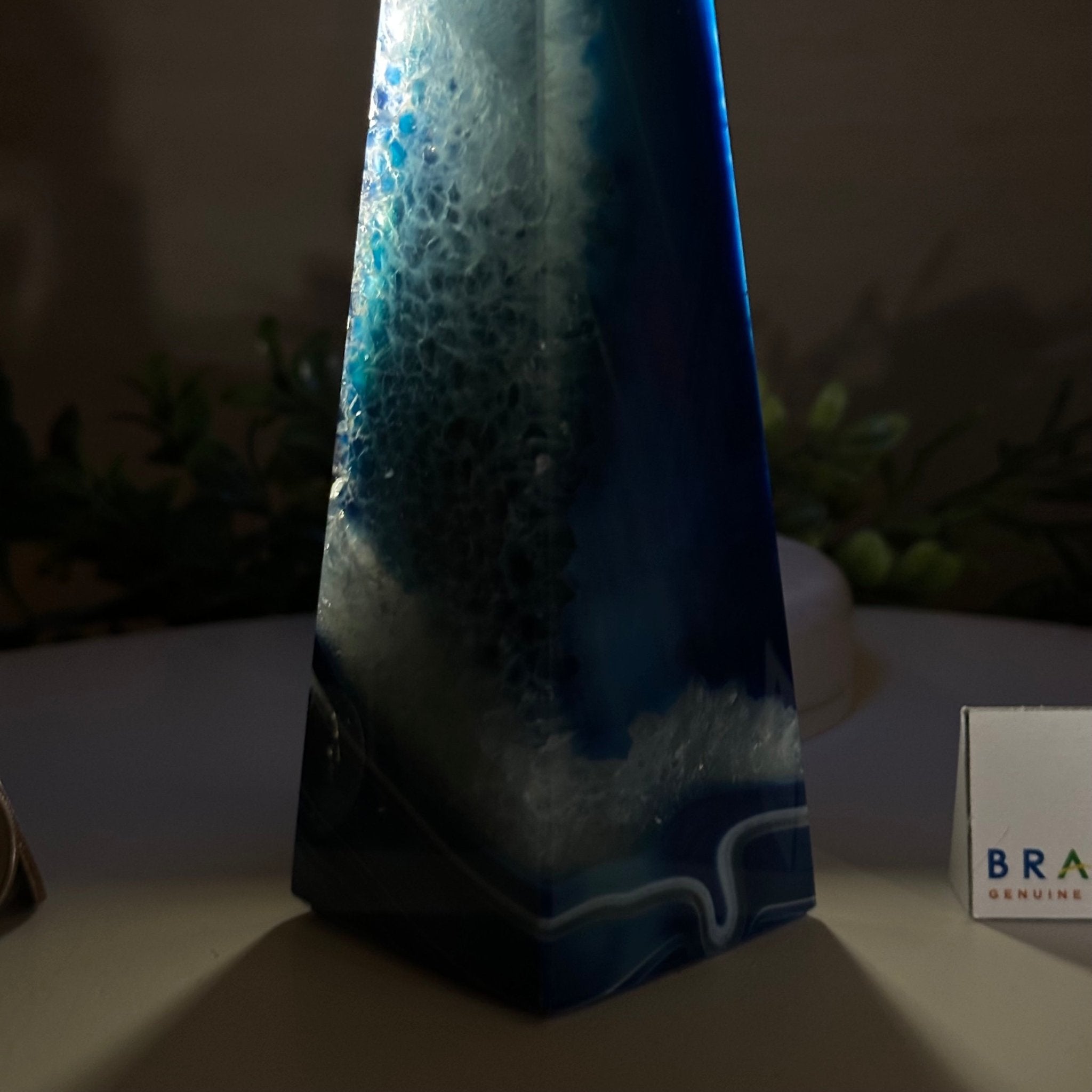 Blue Agate 4 - Sided Obelisk Tower, 7.5" Tall #3104BL - 007 - Brazil GemsBrazil GemsBlue Agate 4 - Sided Obelisk Tower, 7.5" Tall #3104BL - 007Obelisks3104BL - 007