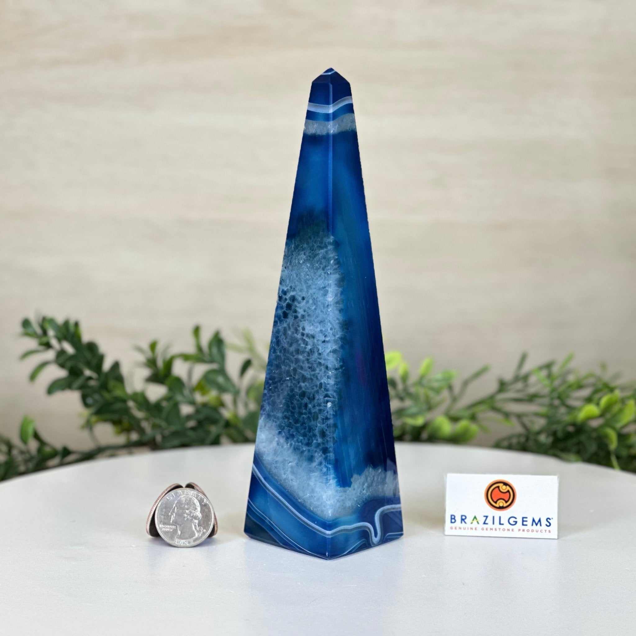 Blue Agate 4 - Sided Obelisk Tower, 7.5" Tall #3104BL - 007 - Brazil GemsBrazil GemsBlue Agate 4 - Sided Obelisk Tower, 7.5" Tall #3104BL - 007Obelisks3104BL - 007