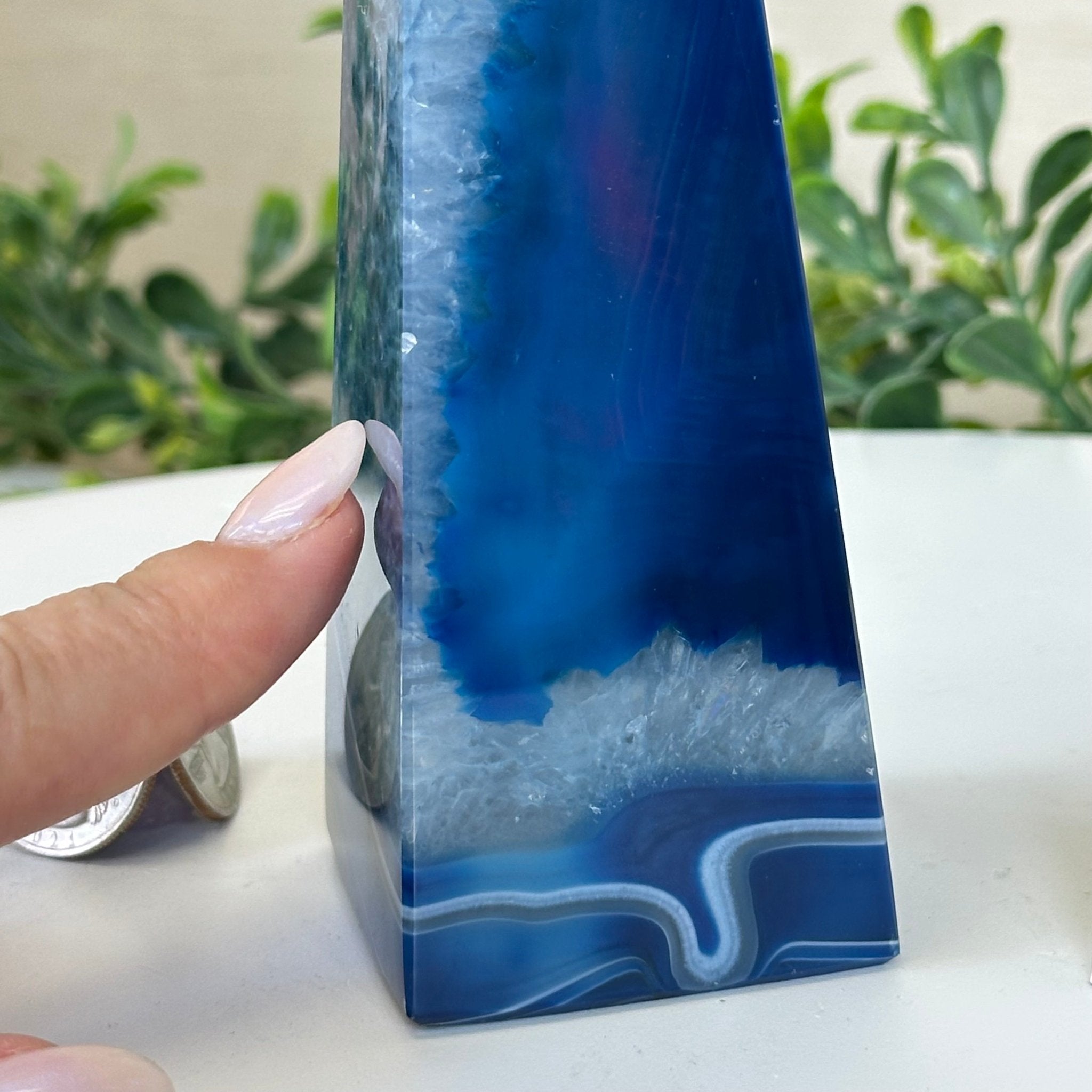 Blue Agate 4 - Sided Obelisk Tower, 7.5" Tall #3104BL - 007 - Brazil GemsBrazil GemsBlue Agate 4 - Sided Obelisk Tower, 7.5" Tall #3104BL - 007Obelisks3104BL - 007