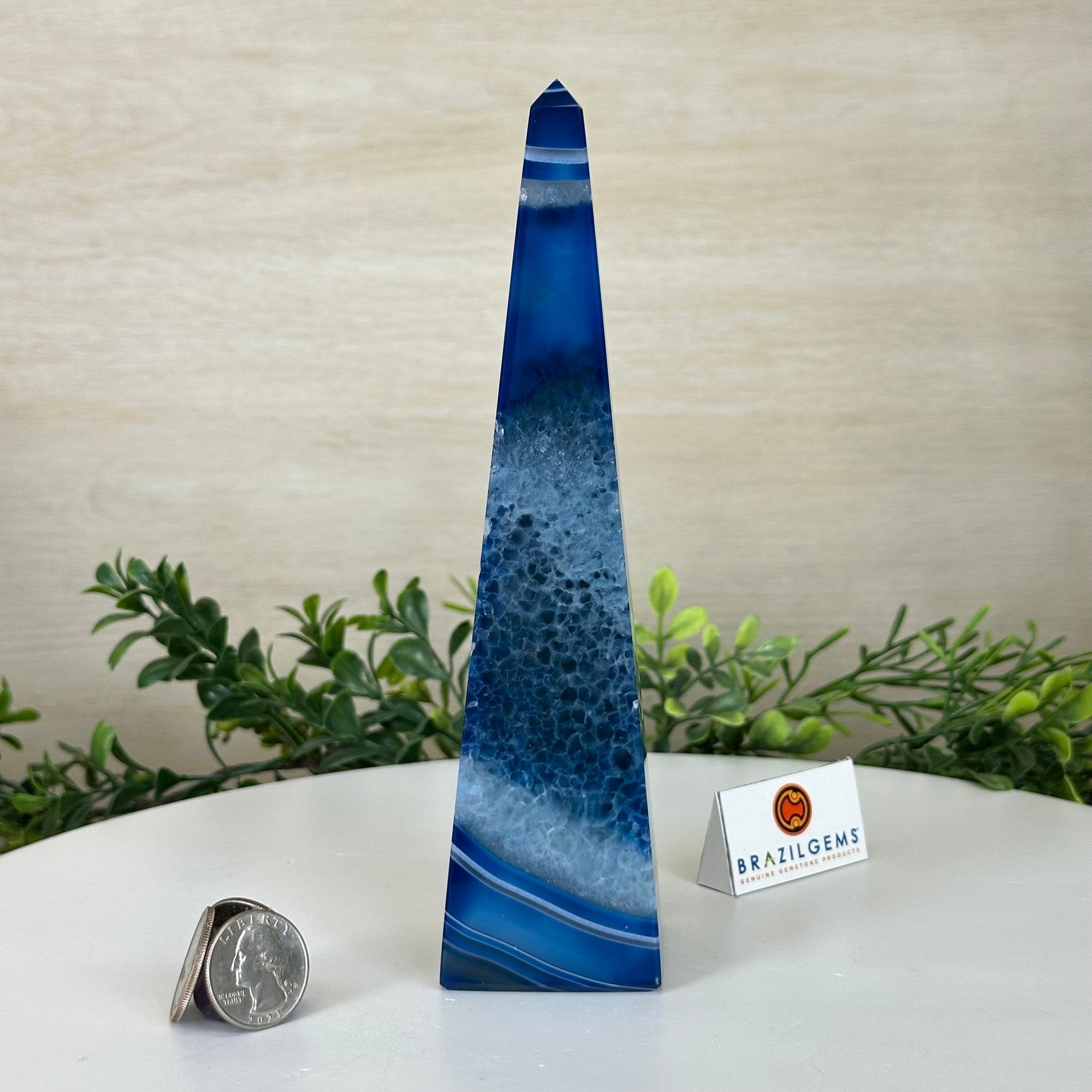 Blue Agate 4 - Sided Obelisk Tower, 7.5" Tall #3104BL - 007 - Brazil GemsBrazil GemsBlue Agate 4 - Sided Obelisk Tower, 7.5" Tall #3104BL - 007Obelisks3104BL - 007
