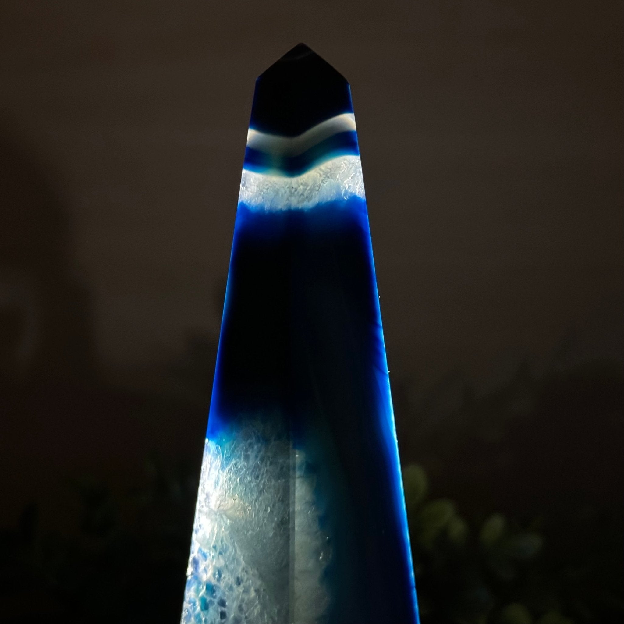 Blue Agate 4 - Sided Obelisk Tower, 7.5" Tall #3104BL - 007 - Brazil GemsBrazil GemsBlue Agate 4 - Sided Obelisk Tower, 7.5" Tall #3104BL - 007Obelisks3104BL - 007