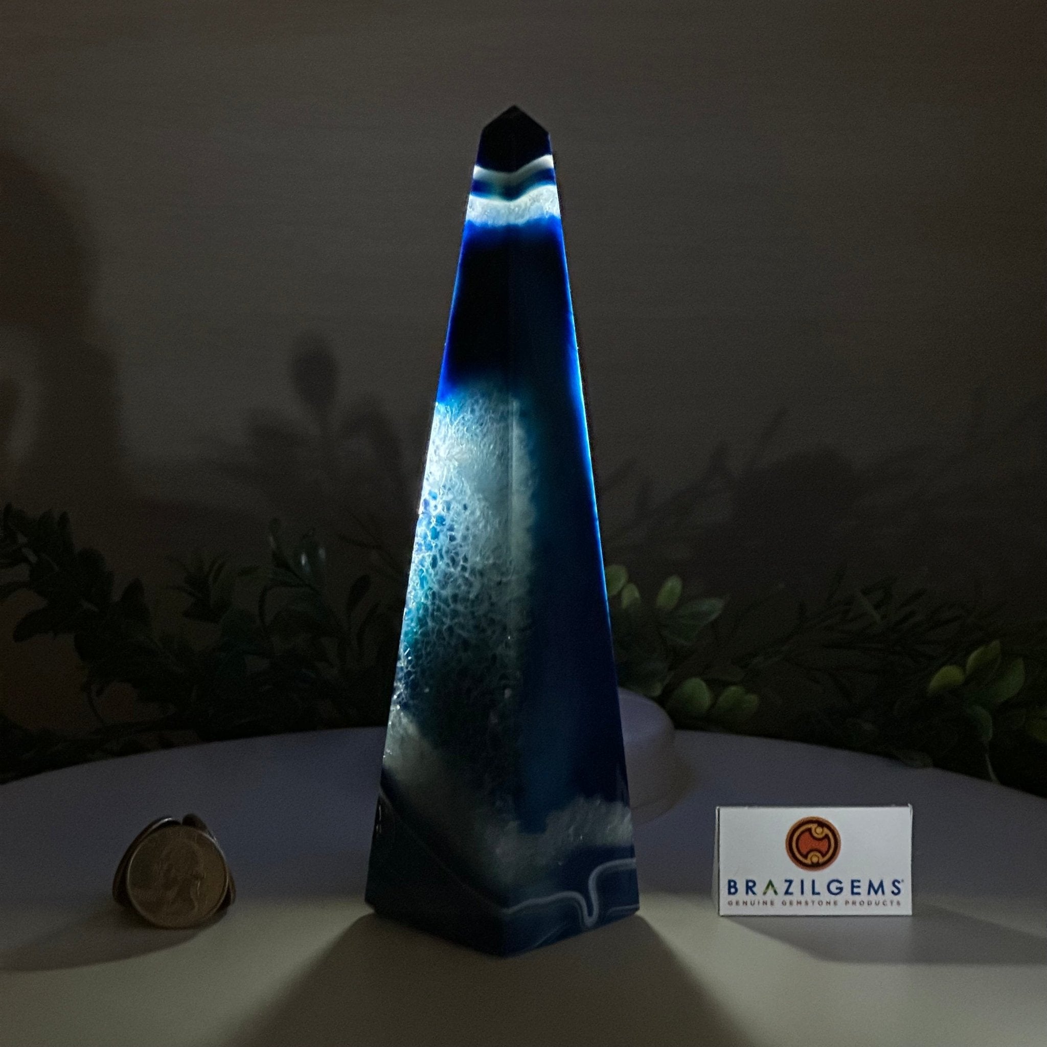 Blue Agate 4 - Sided Obelisk Tower, 7.5" Tall #3104BL - 007 - Brazil GemsBrazil GemsBlue Agate 4 - Sided Obelisk Tower, 7.5" Tall #3104BL - 007Obelisks3104BL - 007