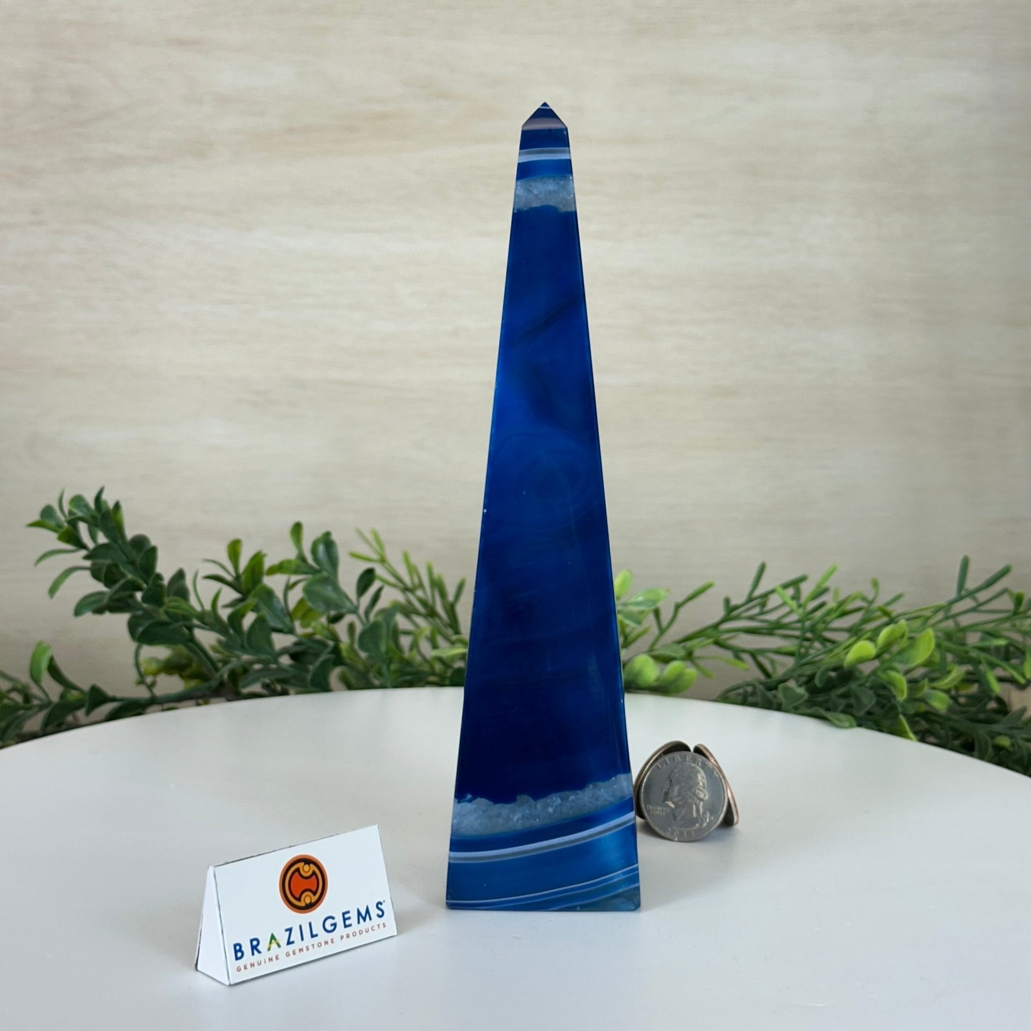 Blue Agate 4 - Sided Obelisk Tower, 7.5" Tall #3104BL - 007 - Brazil GemsBrazil GemsBlue Agate 4 - Sided Obelisk Tower, 7.5" Tall #3104BL - 007Obelisks3104BL - 007
