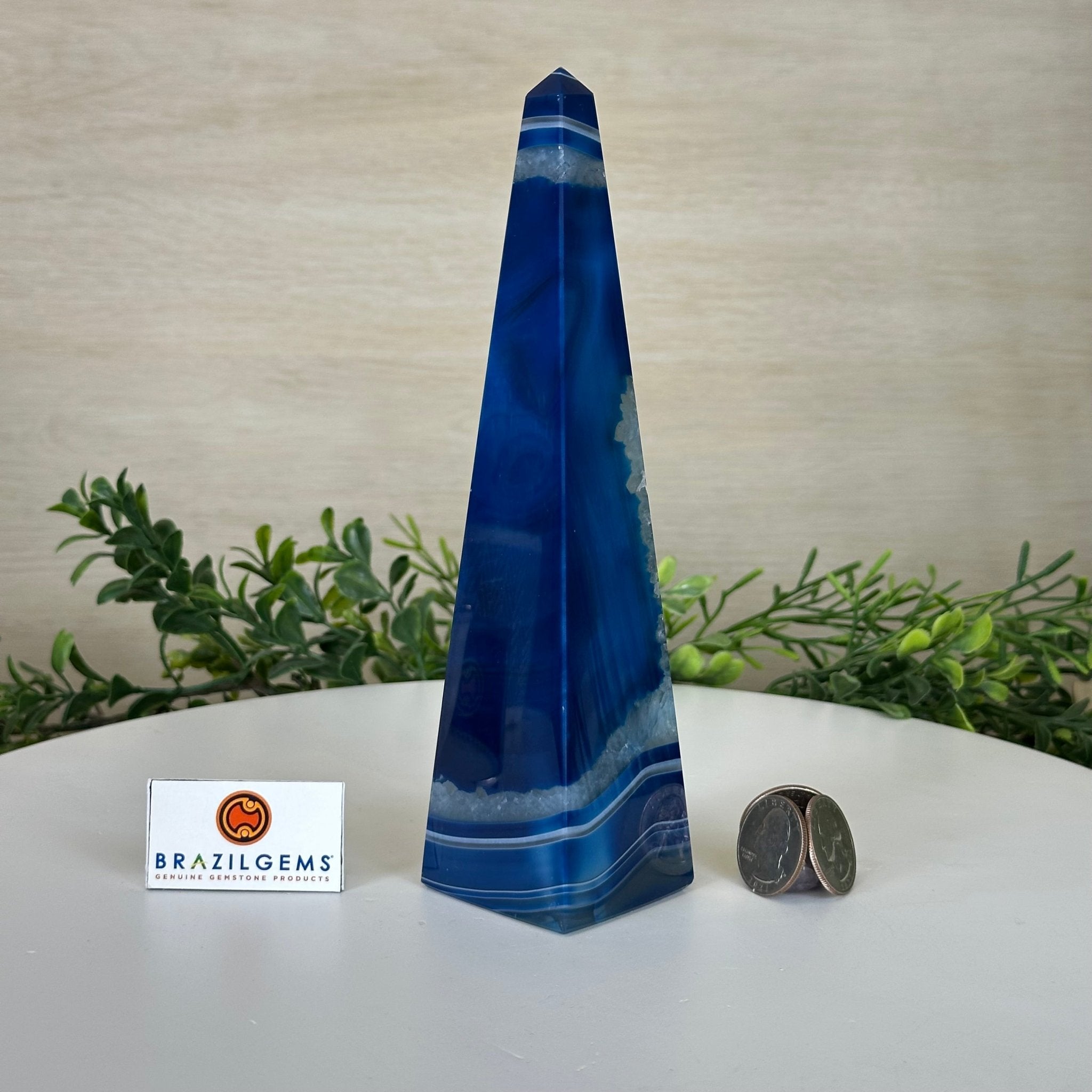 Blue Agate 4 - Sided Obelisk Tower, 7.5" Tall #3104BL - 007 - Brazil GemsBrazil GemsBlue Agate 4 - Sided Obelisk Tower, 7.5" Tall #3104BL - 007Obelisks3104BL - 007
