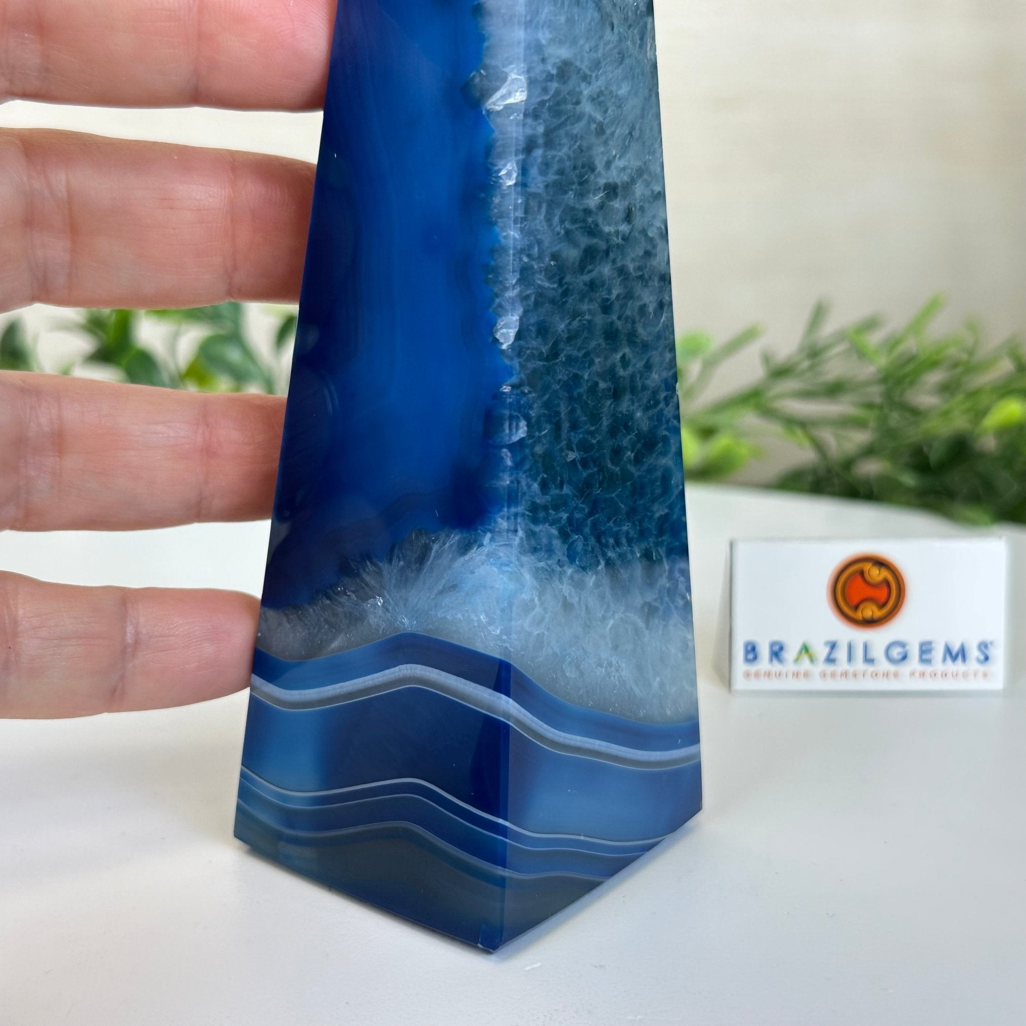 Blue Agate 4 - Sided Obelisk Tower, 7.5" Tall #3104BL - 007 - Brazil GemsBrazil GemsBlue Agate 4 - Sided Obelisk Tower, 7.5" Tall #3104BL - 007Obelisks3104BL - 007