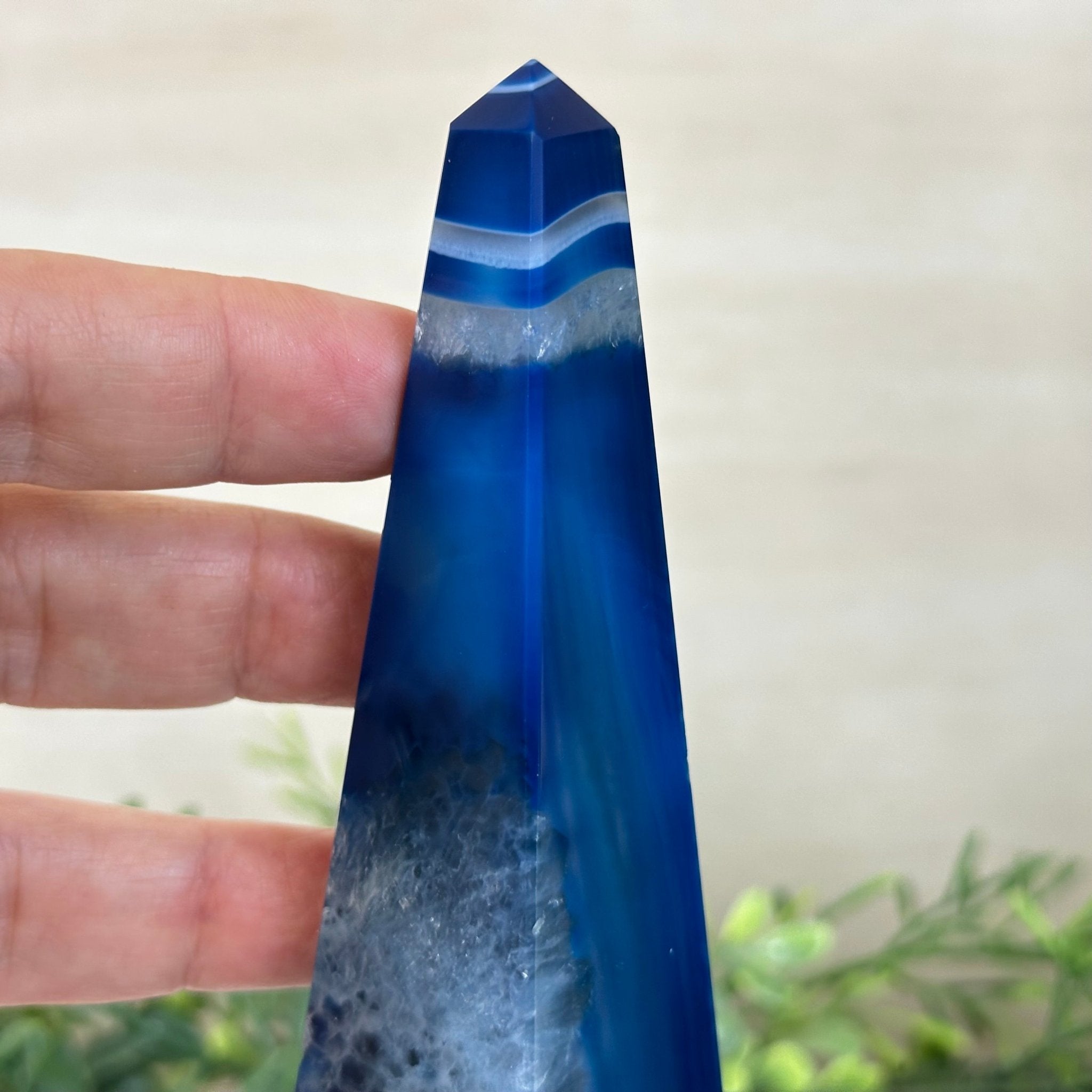 Blue Agate 4 - Sided Obelisk Tower, 7.5" Tall #3104BL - 007 - Brazil GemsBrazil GemsBlue Agate 4 - Sided Obelisk Tower, 7.5" Tall #3104BL - 007Obelisks3104BL - 007