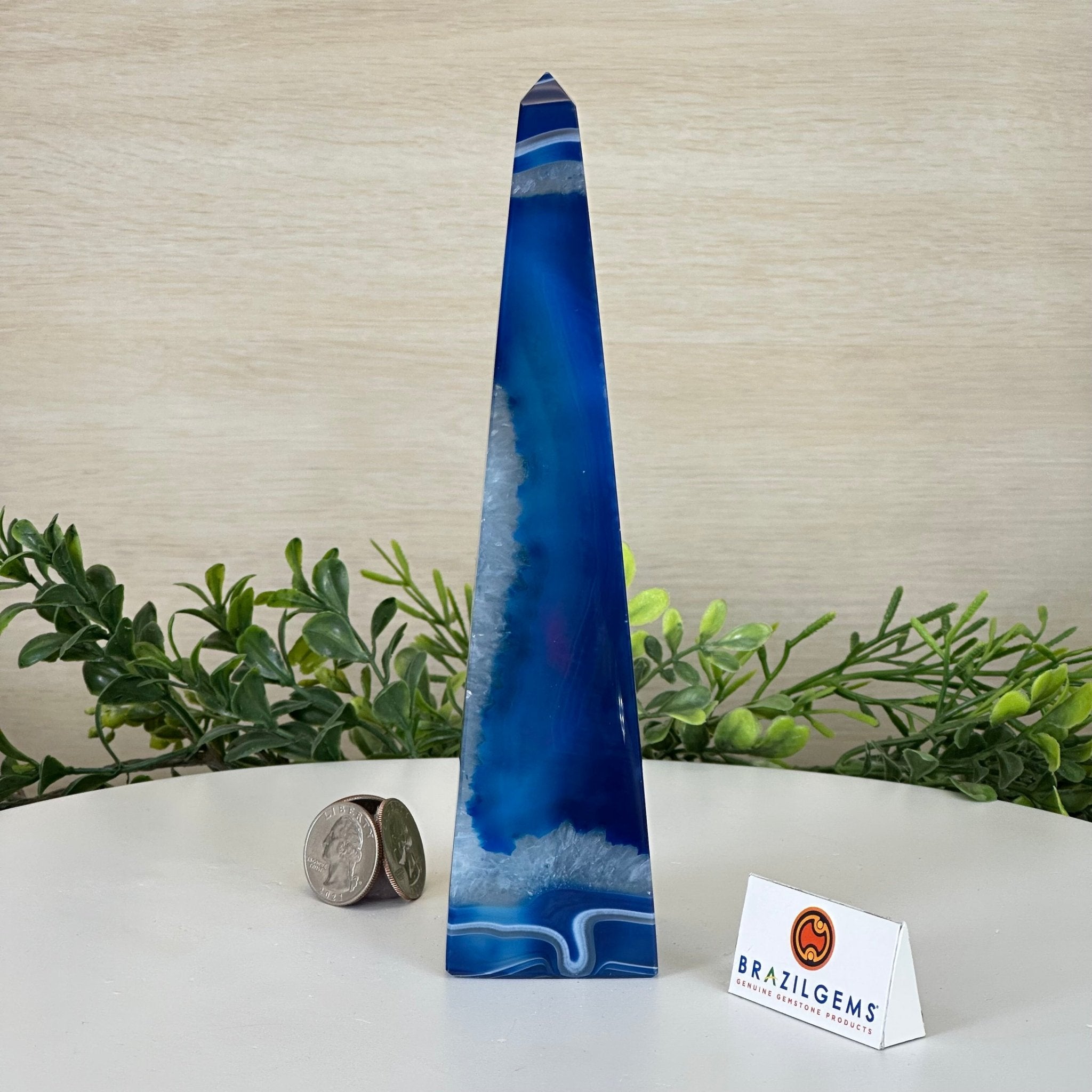 Blue Agate 4 - Sided Obelisk Tower, 7.5" Tall #3104BL - 007 - Brazil GemsBrazil GemsBlue Agate 4 - Sided Obelisk Tower, 7.5" Tall #3104BL - 007Obelisks3104BL - 007