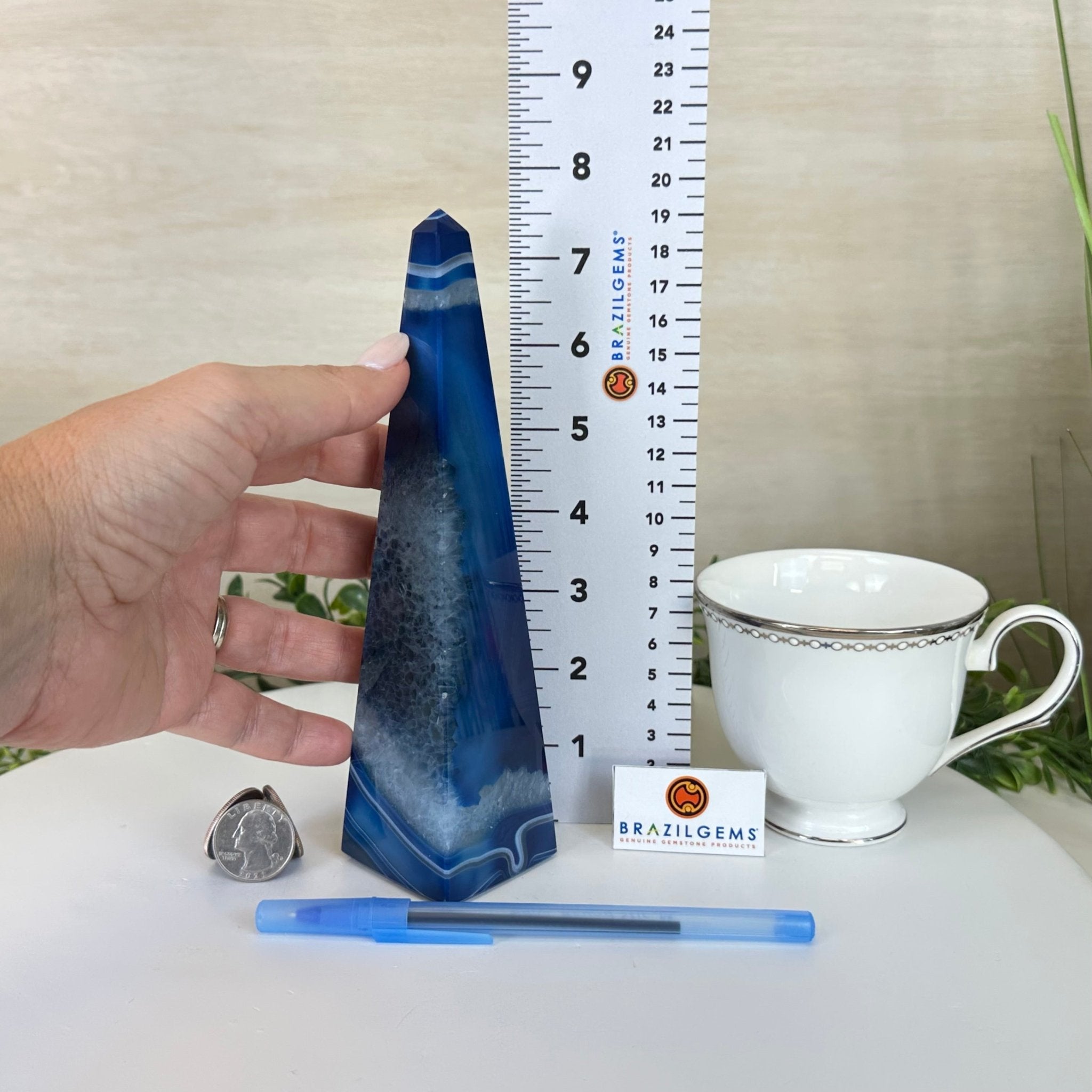 Blue Agate 4 - Sided Obelisk Tower, 7.5" Tall #3104BL - 007 - Brazil GemsBrazil GemsBlue Agate 4 - Sided Obelisk Tower, 7.5" Tall #3104BL - 007Obelisks3104BL - 007