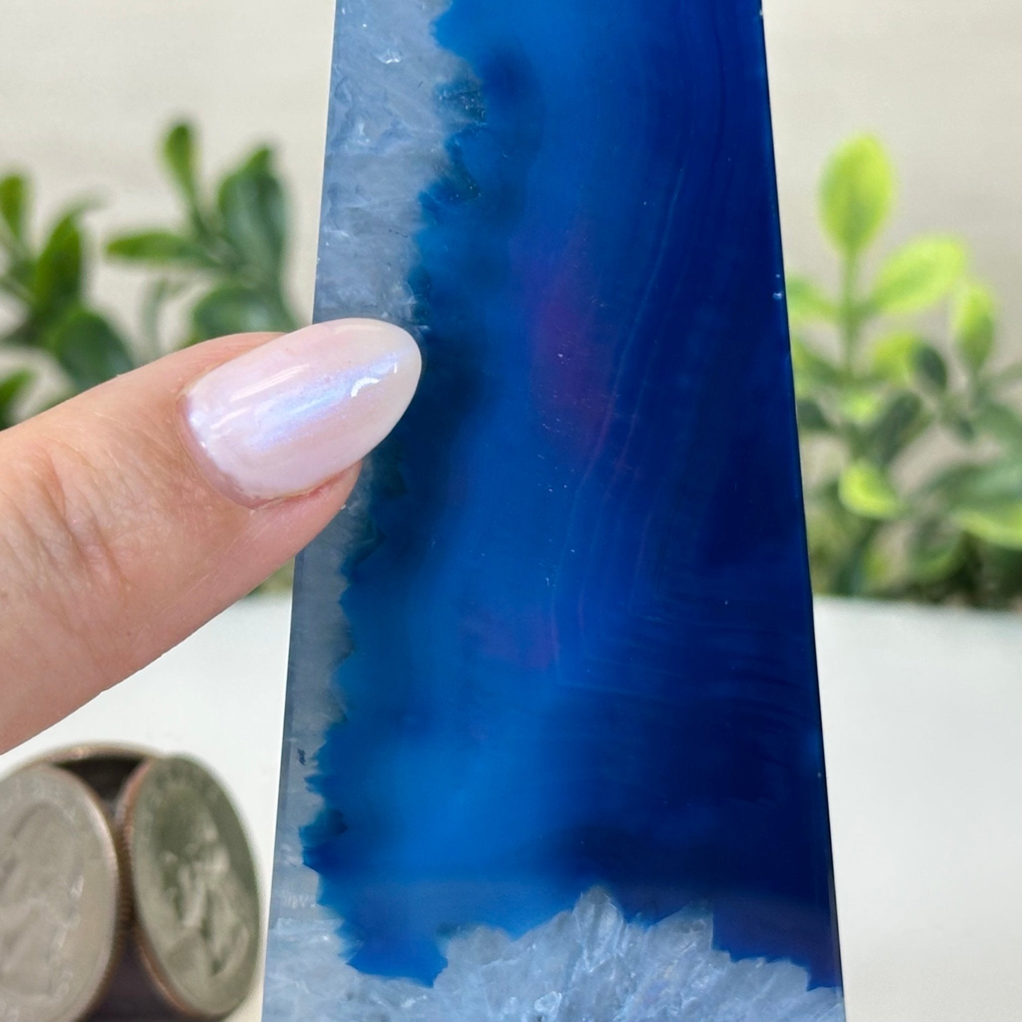 Blue Agate 4 - Sided Obelisk Tower, 7.5" Tall #3104BL - 007 - Brazil GemsBrazil GemsBlue Agate 4 - Sided Obelisk Tower, 7.5" Tall #3104BL - 007Obelisks3104BL - 007