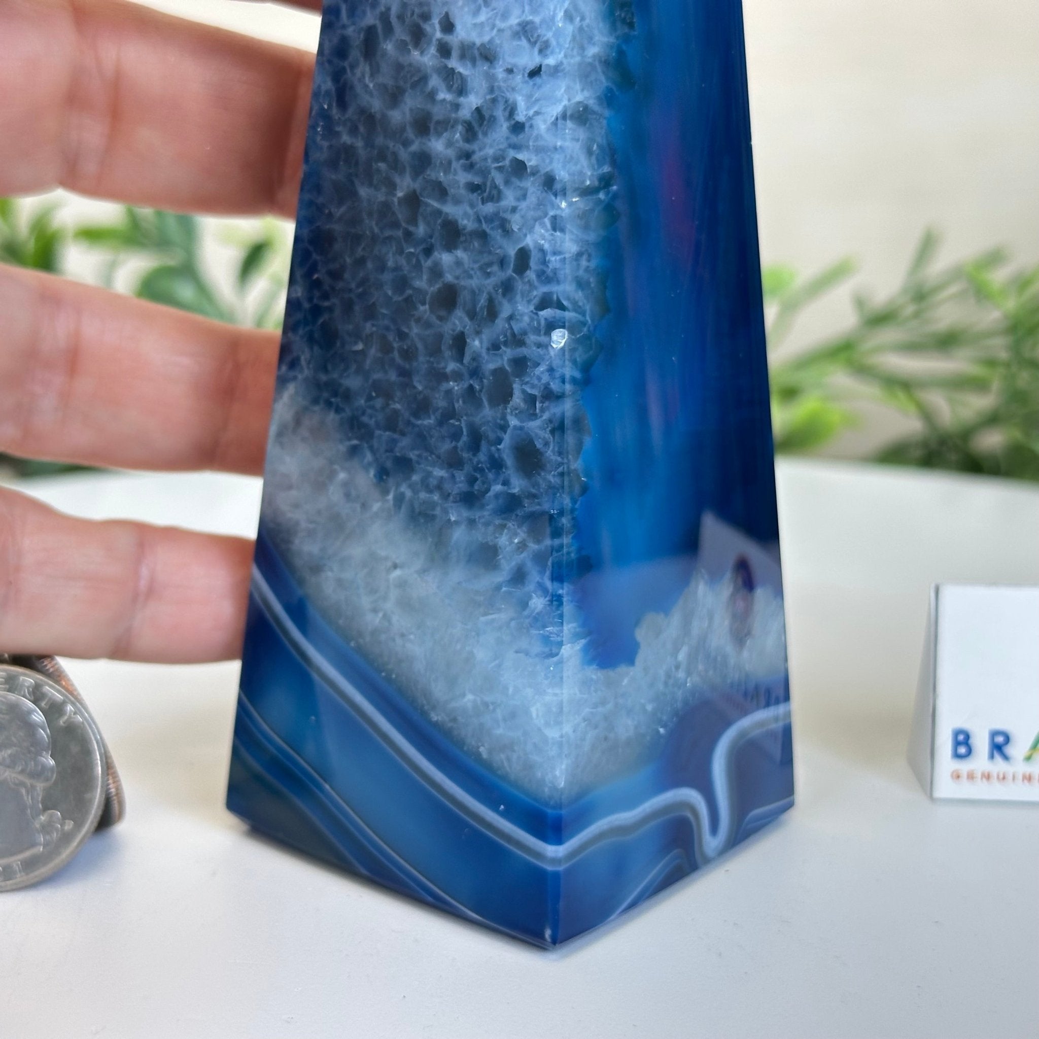 Blue Agate 4 - Sided Obelisk Tower, 7.5" Tall #3104BL - 007 - Brazil GemsBrazil GemsBlue Agate 4 - Sided Obelisk Tower, 7.5" Tall #3104BL - 007Obelisks3104BL - 007