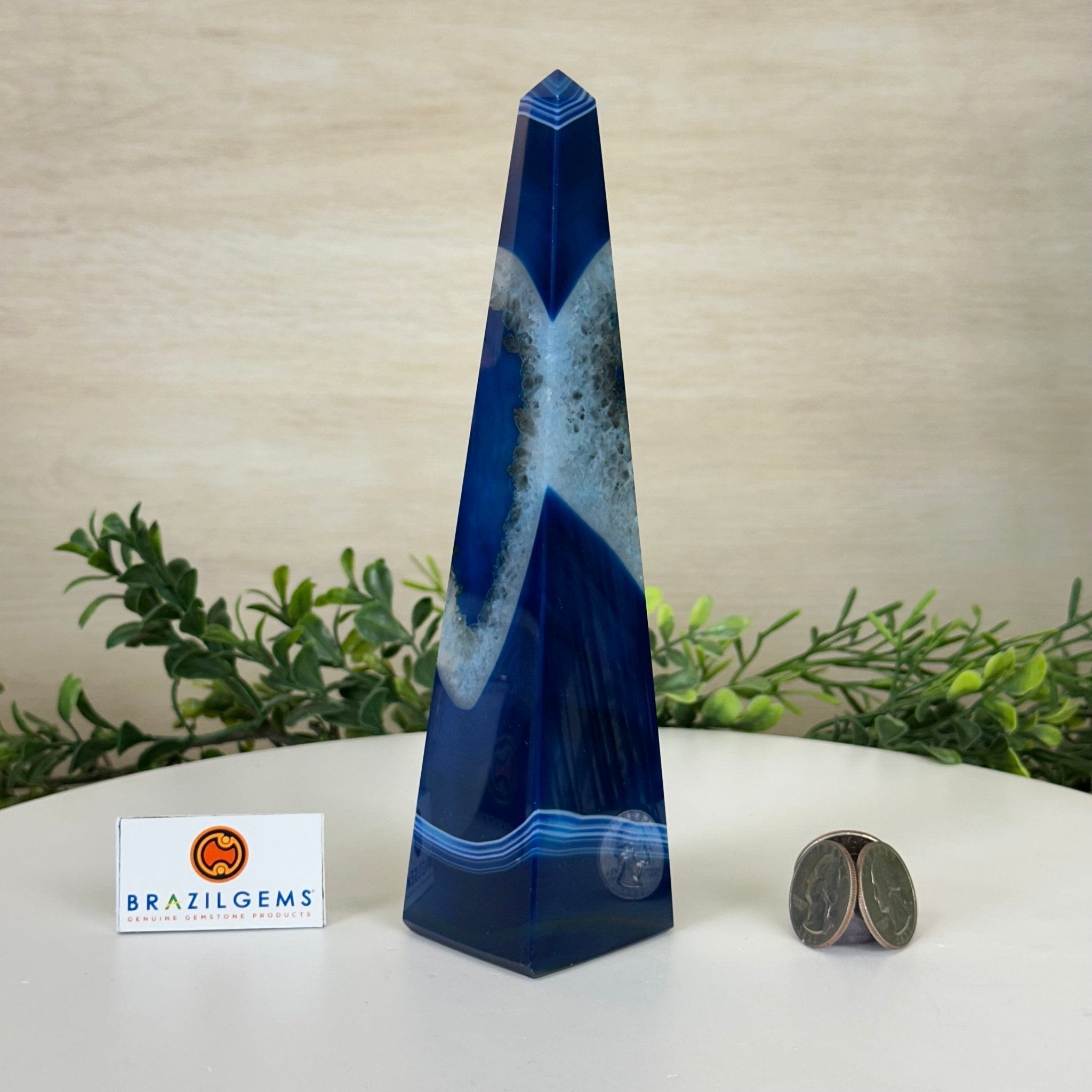 Blue Agate 4 - Sided Obelisk Tower, 7.6" Tall #3104BL - 004 - Brazil GemsBrazil GemsBlue Agate 4 - Sided Obelisk Tower, 7.6" Tall #3104BL - 004Obelisks3104BL - 004