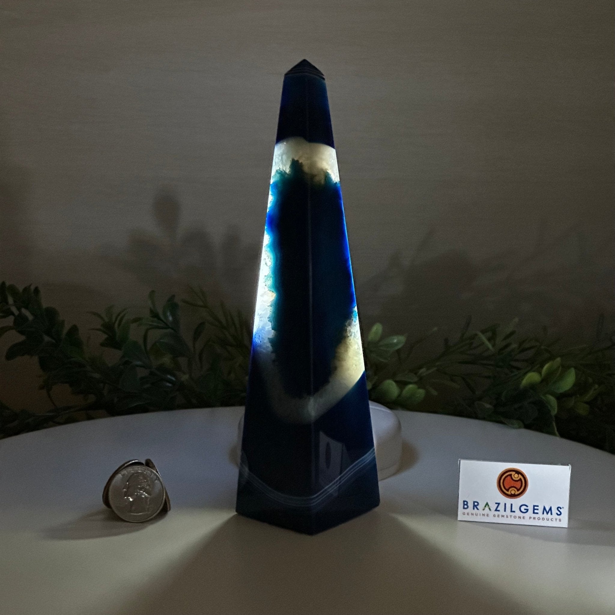 Blue Agate 4 - Sided Obelisk Tower, 7.6" Tall #3104BL - 004 - Brazil GemsBrazil GemsBlue Agate 4 - Sided Obelisk Tower, 7.6" Tall #3104BL - 004Obelisks3104BL - 004