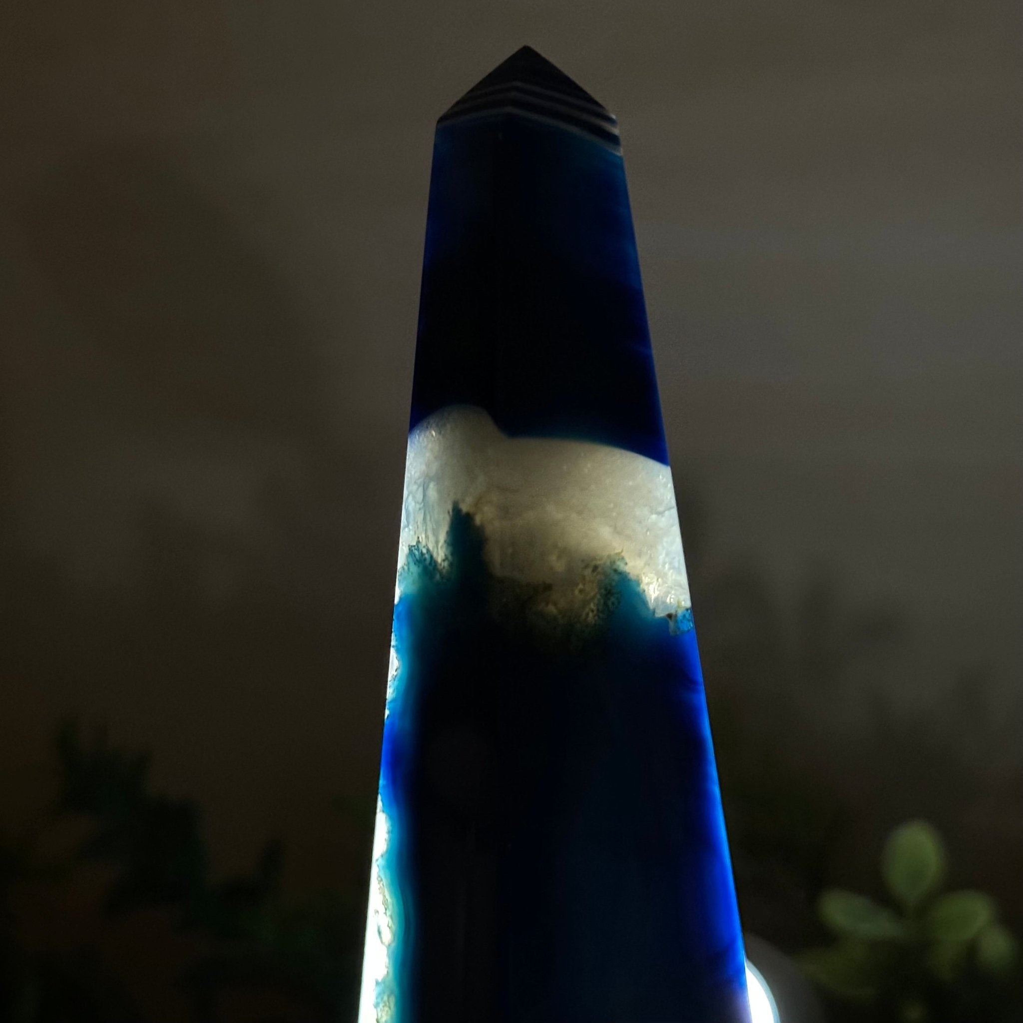 Blue Agate 4 - Sided Obelisk Tower, 7.6" Tall #3104BL - 004 - Brazil GemsBrazil GemsBlue Agate 4 - Sided Obelisk Tower, 7.6" Tall #3104BL - 004Obelisks3104BL - 004