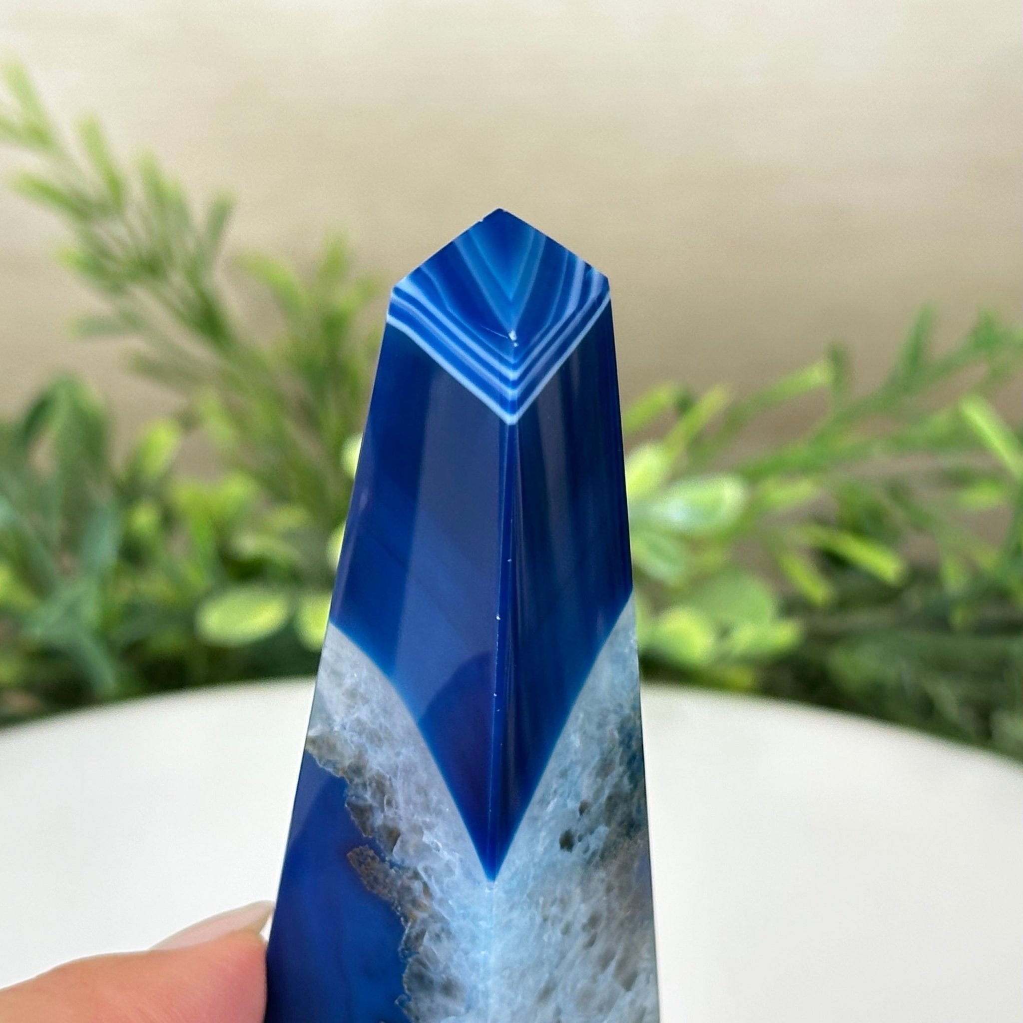 Blue Agate 4 - Sided Obelisk Tower, 7.6" Tall #3104BL - 004 - Brazil GemsBrazil GemsBlue Agate 4 - Sided Obelisk Tower, 7.6" Tall #3104BL - 004Obelisks3104BL - 004