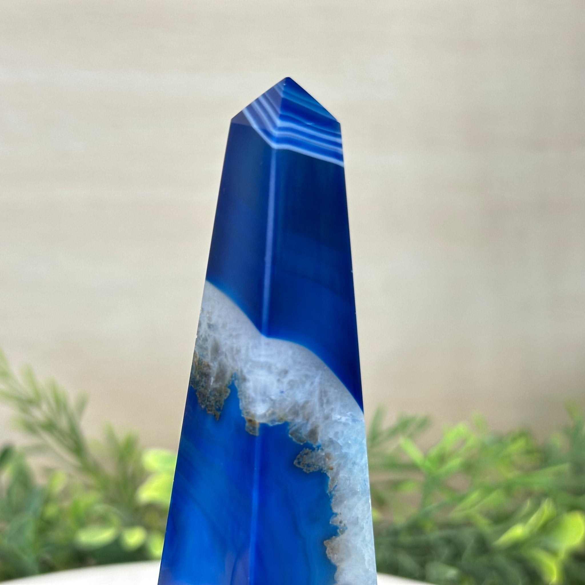 Blue Agate 4 - Sided Obelisk Tower, 7.6" Tall #3104BL - 004 - Brazil GemsBrazil GemsBlue Agate 4 - Sided Obelisk Tower, 7.6" Tall #3104BL - 004Obelisks3104BL - 004