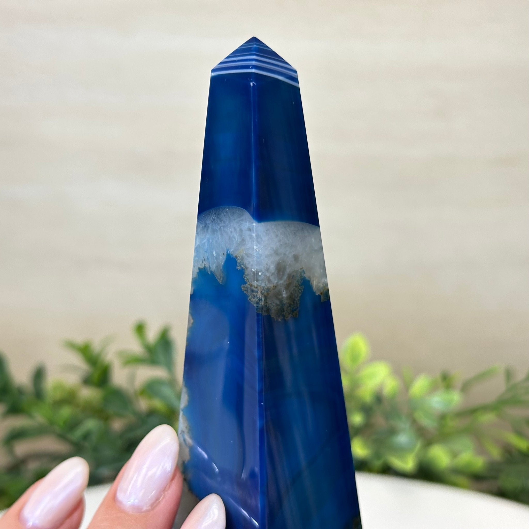 Blue Agate 4 - Sided Obelisk Tower, 7.6" Tall #3104BL - 004 - Brazil GemsBrazil GemsBlue Agate 4 - Sided Obelisk Tower, 7.6" Tall #3104BL - 004Obelisks3104BL - 004