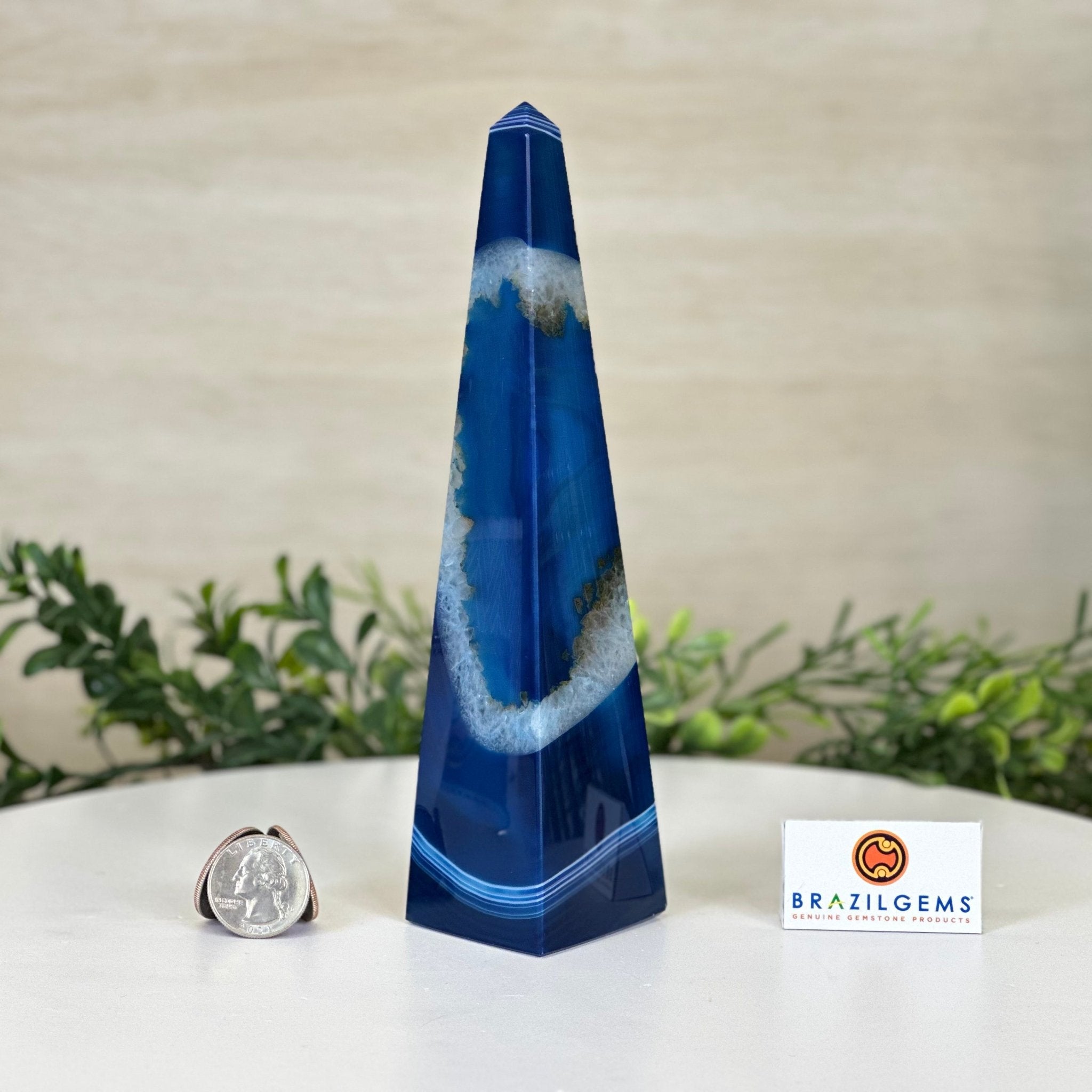 Blue Agate 4 - Sided Obelisk Tower, 7.6" Tall #3104BL - 004 - Brazil GemsBrazil GemsBlue Agate 4 - Sided Obelisk Tower, 7.6" Tall #3104BL - 004Obelisks3104BL - 004