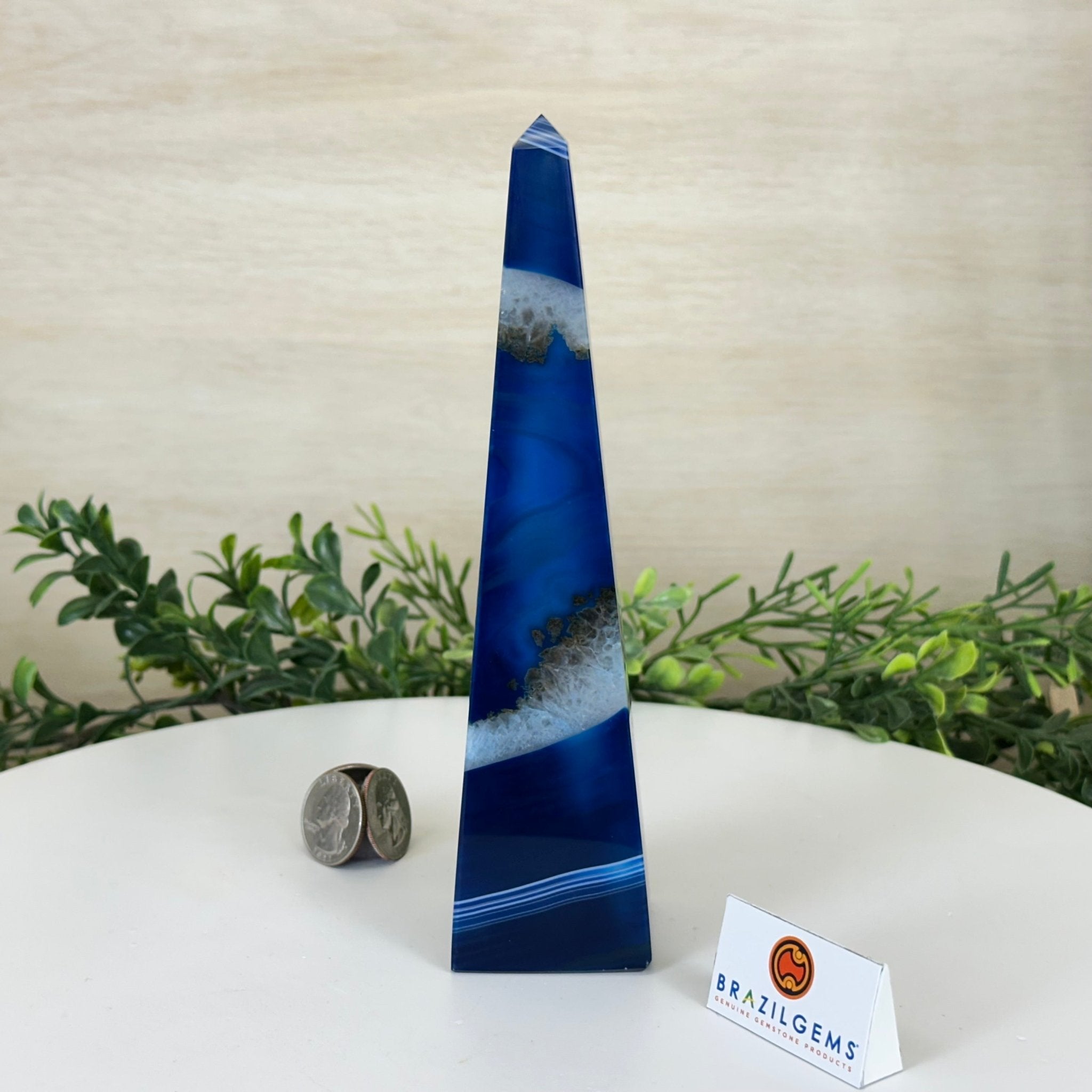Blue Agate 4 - Sided Obelisk Tower, 7.6" Tall #3104BL - 004 - Brazil GemsBrazil GemsBlue Agate 4 - Sided Obelisk Tower, 7.6" Tall #3104BL - 004Obelisks3104BL - 004
