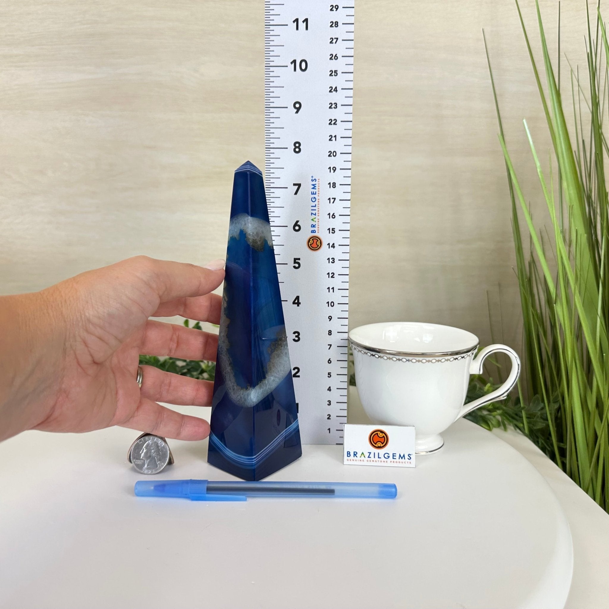 Blue Agate 4 - Sided Obelisk Tower, 7.6" Tall #3104BL - 004 - Brazil GemsBrazil GemsBlue Agate 4 - Sided Obelisk Tower, 7.6" Tall #3104BL - 004Obelisks3104BL - 004