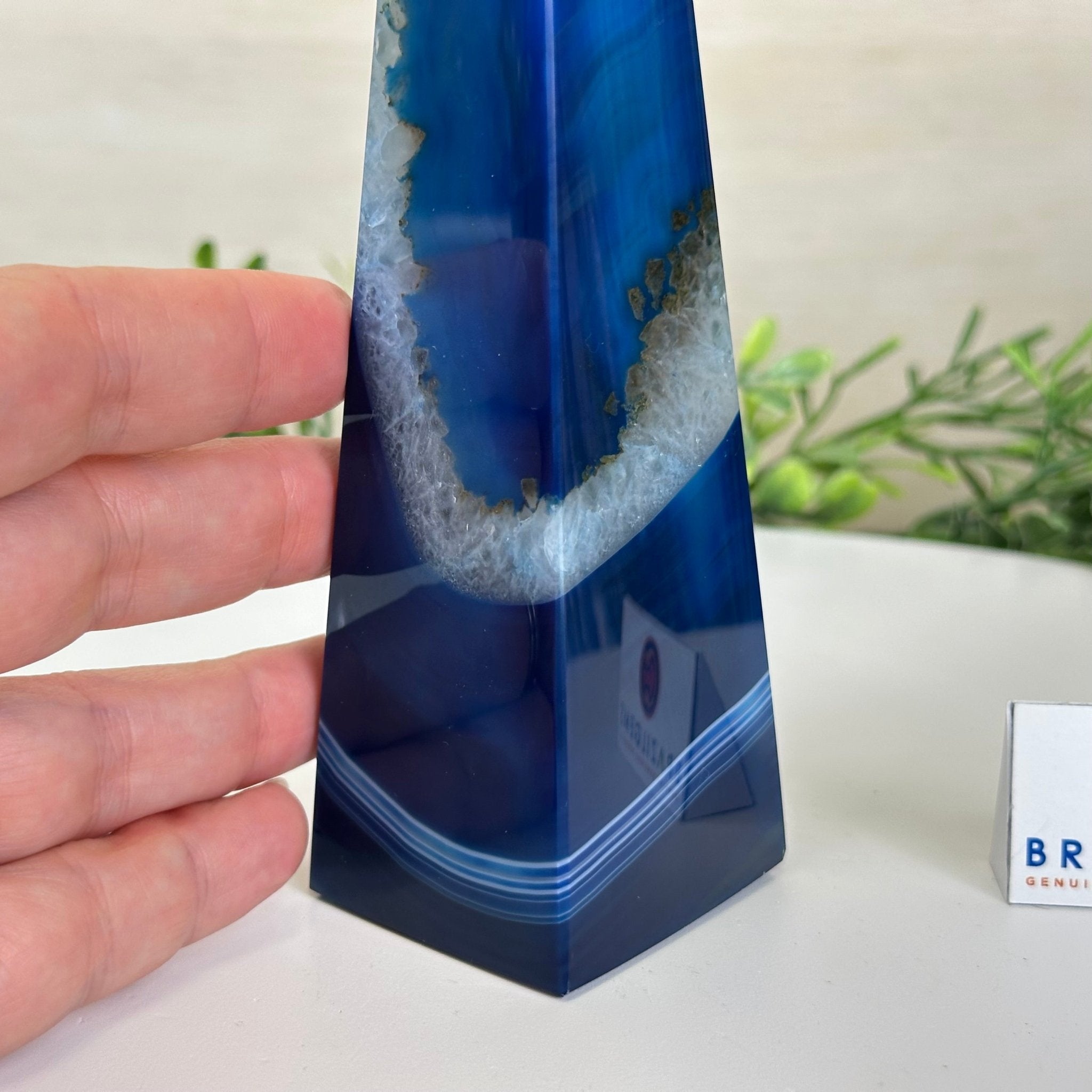 Blue Agate 4 - Sided Obelisk Tower, 7.6" Tall #3104BL - 004 - Brazil GemsBrazil GemsBlue Agate 4 - Sided Obelisk Tower, 7.6" Tall #3104BL - 004Obelisks3104BL - 004