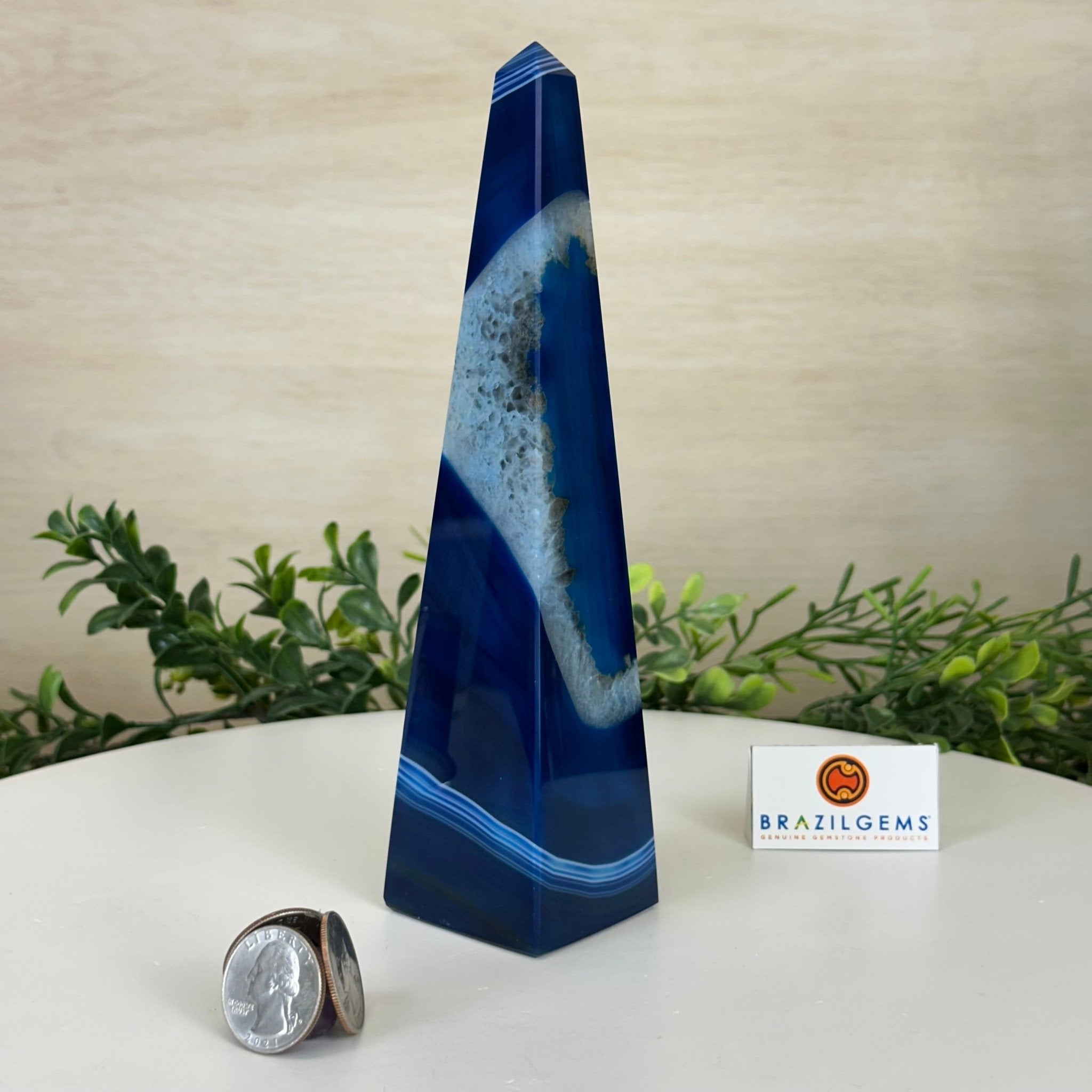 Blue Agate 4 - Sided Obelisk Tower, 7.6" Tall #3104BL - 004 - Brazil GemsBrazil GemsBlue Agate 4 - Sided Obelisk Tower, 7.6" Tall #3104BL - 004Obelisks3104BL - 004