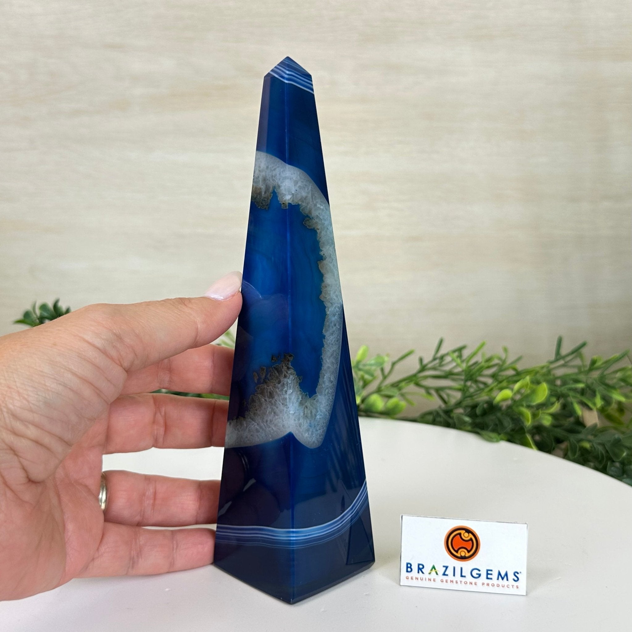Blue Agate 4 - Sided Obelisk Tower, 7.6" Tall #3104BL - 004 - Brazil GemsBrazil GemsBlue Agate 4 - Sided Obelisk Tower, 7.6" Tall #3104BL - 004Obelisks3104BL - 004