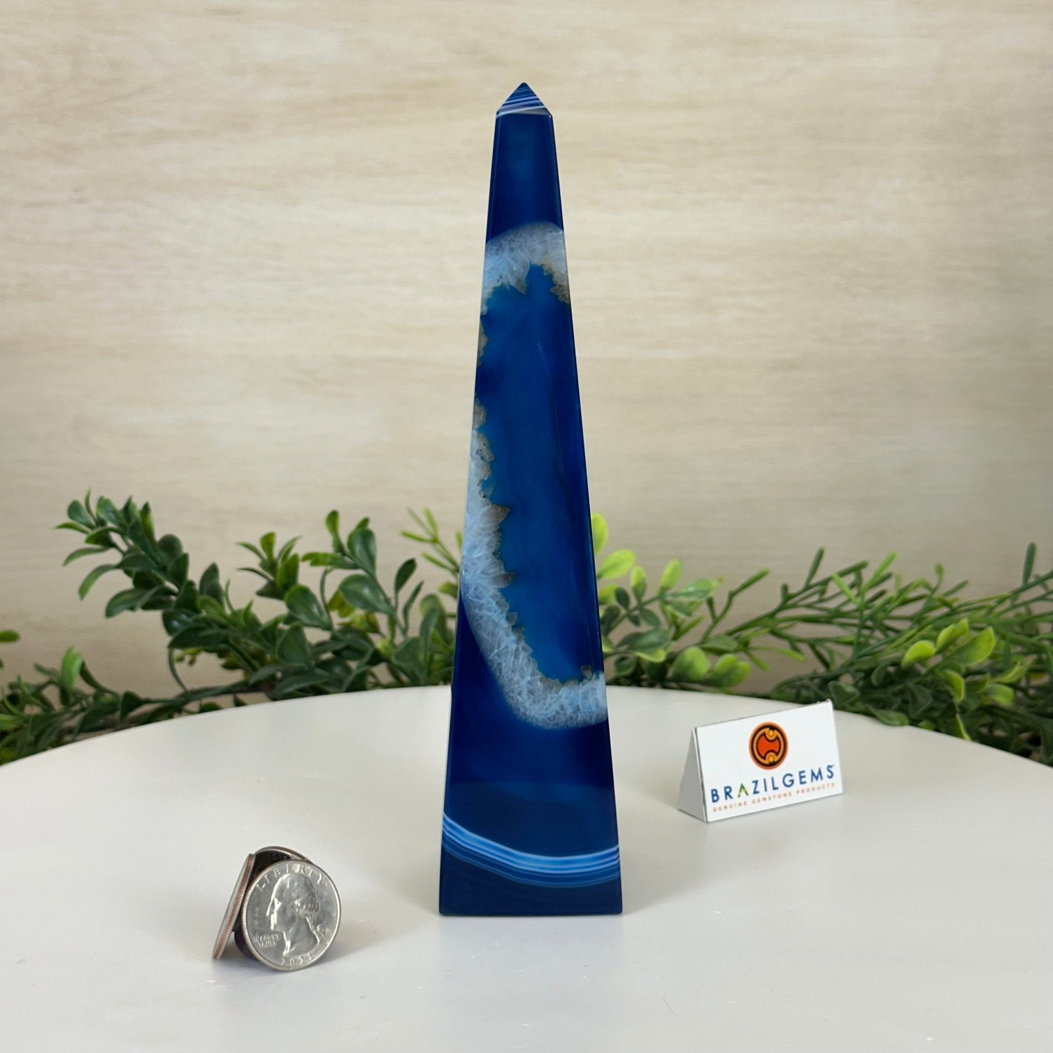 Blue Agate 4 - Sided Obelisk Tower, 7.6" Tall #3104BL - 004 - Brazil GemsBrazil GemsBlue Agate 4 - Sided Obelisk Tower, 7.6" Tall #3104BL - 004Obelisks3104BL - 004