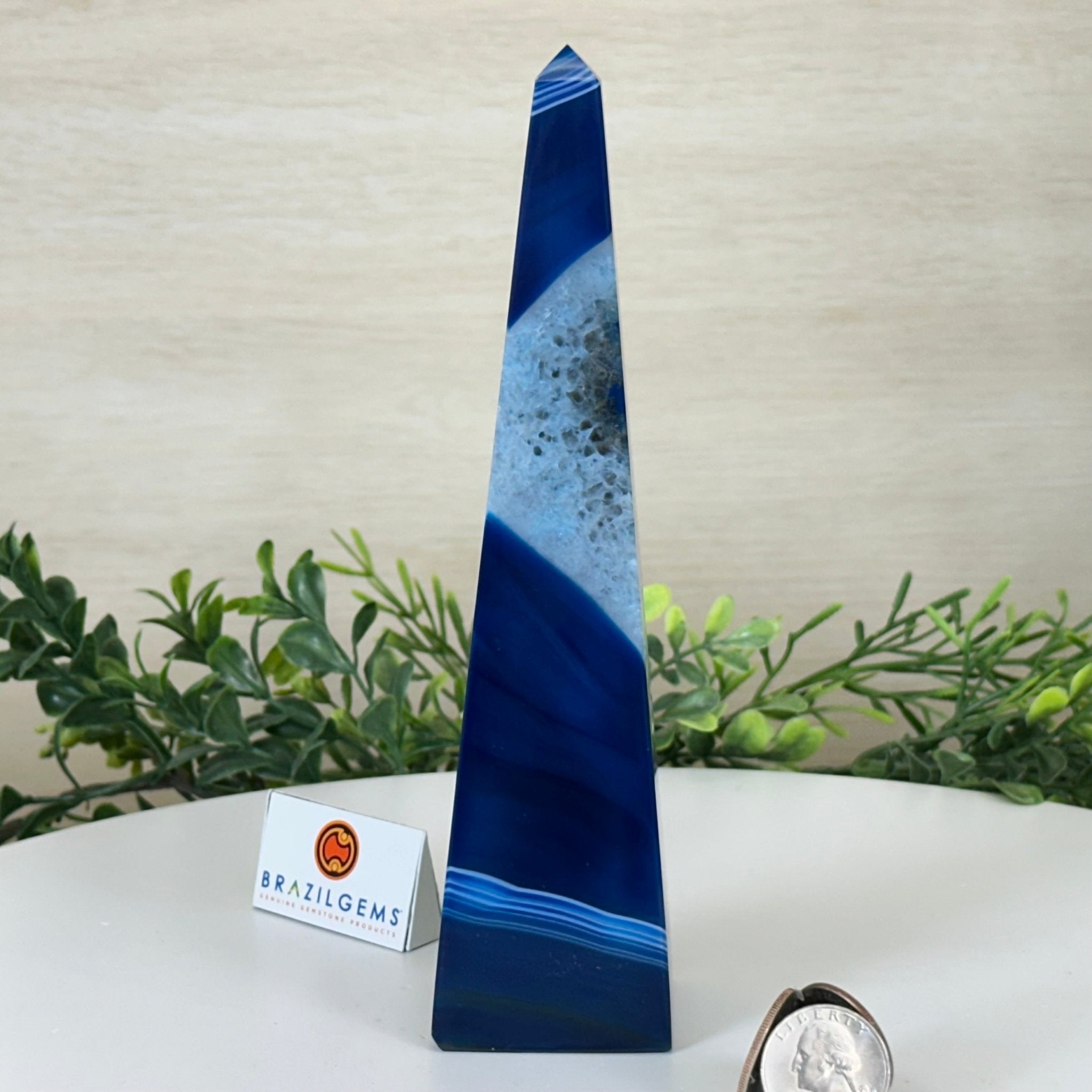 Blue Agate 4 - Sided Obelisk Tower, 7.6" Tall #3104BL - 004 - Brazil GemsBrazil GemsBlue Agate 4 - Sided Obelisk Tower, 7.6" Tall #3104BL - 004Obelisks3104BL - 004