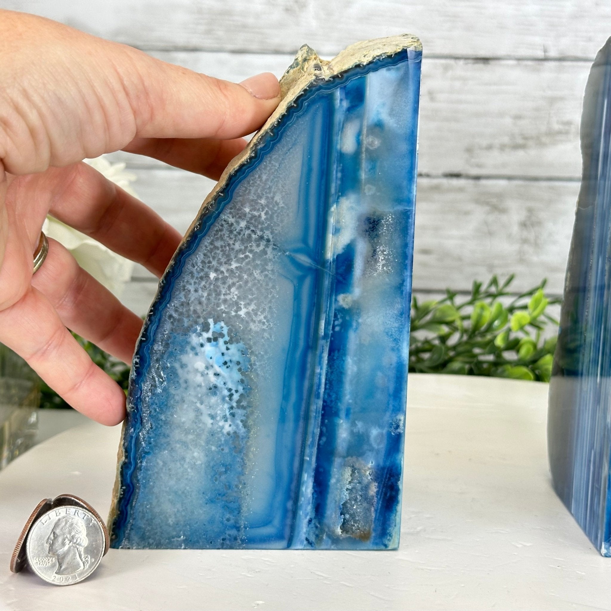 Blue Dyed Brazilian Agate Stone Bookends, 10.4 lbs & 6.7" tall #5151BL-037 - Brazil GemsBrazil GemsBlue Dyed Brazilian Agate Stone Bookends, 10.4 lbs & 6.7" tall #5151BL-037Bookends5151BL-037