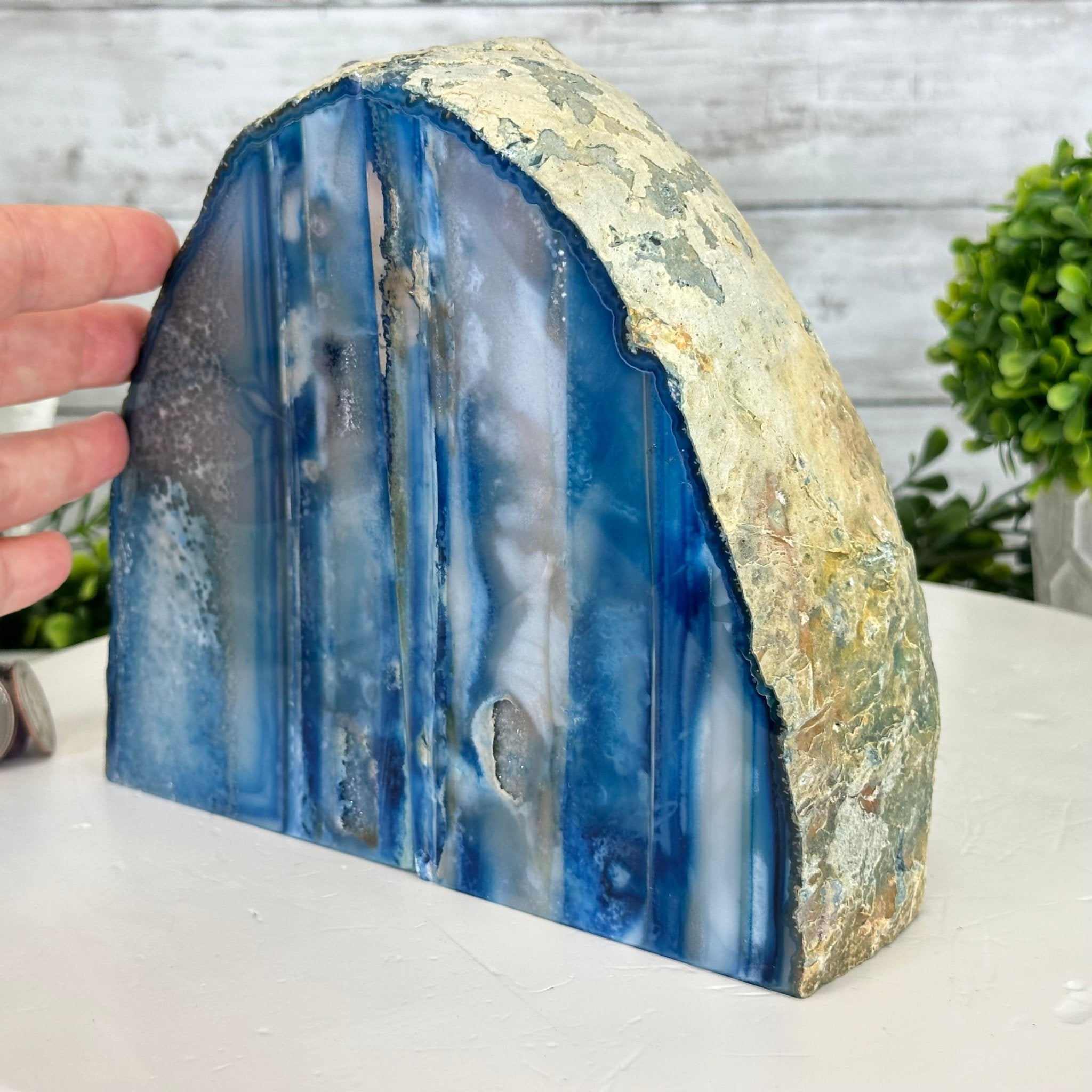 Blue Dyed Brazilian Agate Stone Bookends, 10.4 lbs & 6.7" tall #5151BL-037 - Brazil GemsBrazil GemsBlue Dyed Brazilian Agate Stone Bookends, 10.4 lbs & 6.7" tall #5151BL-037Bookends5151BL-037