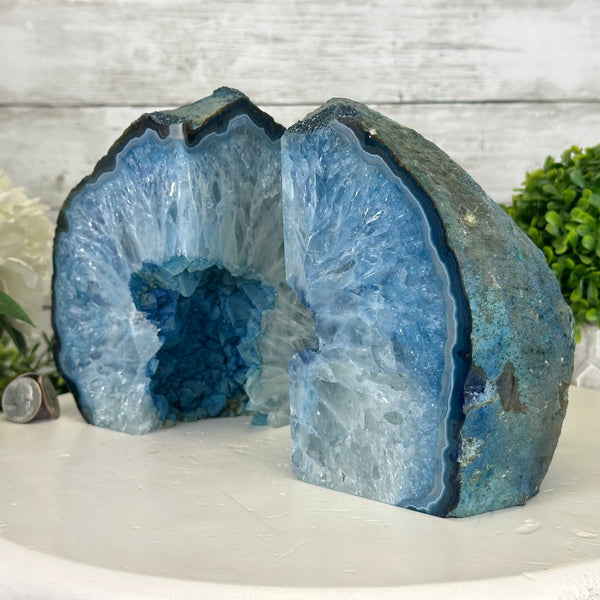 Blue Agate Bookends