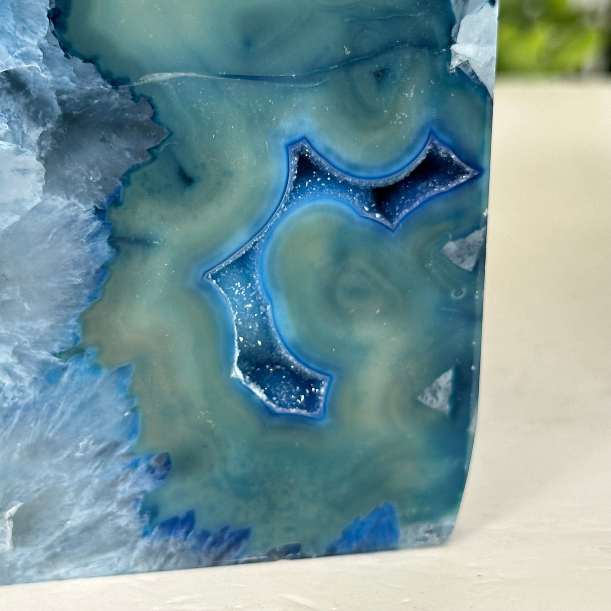 Blue Dyed Brazilian Agate Stone Bookends, 9.4 lbs & 5.5" tall #5151BL-039 - Brazil GemsBrazil GemsBlue Dyed Brazilian Agate Stone Bookends, 9.4 lbs & 5.5" tall #5151BL-039Bookends5151BL-039