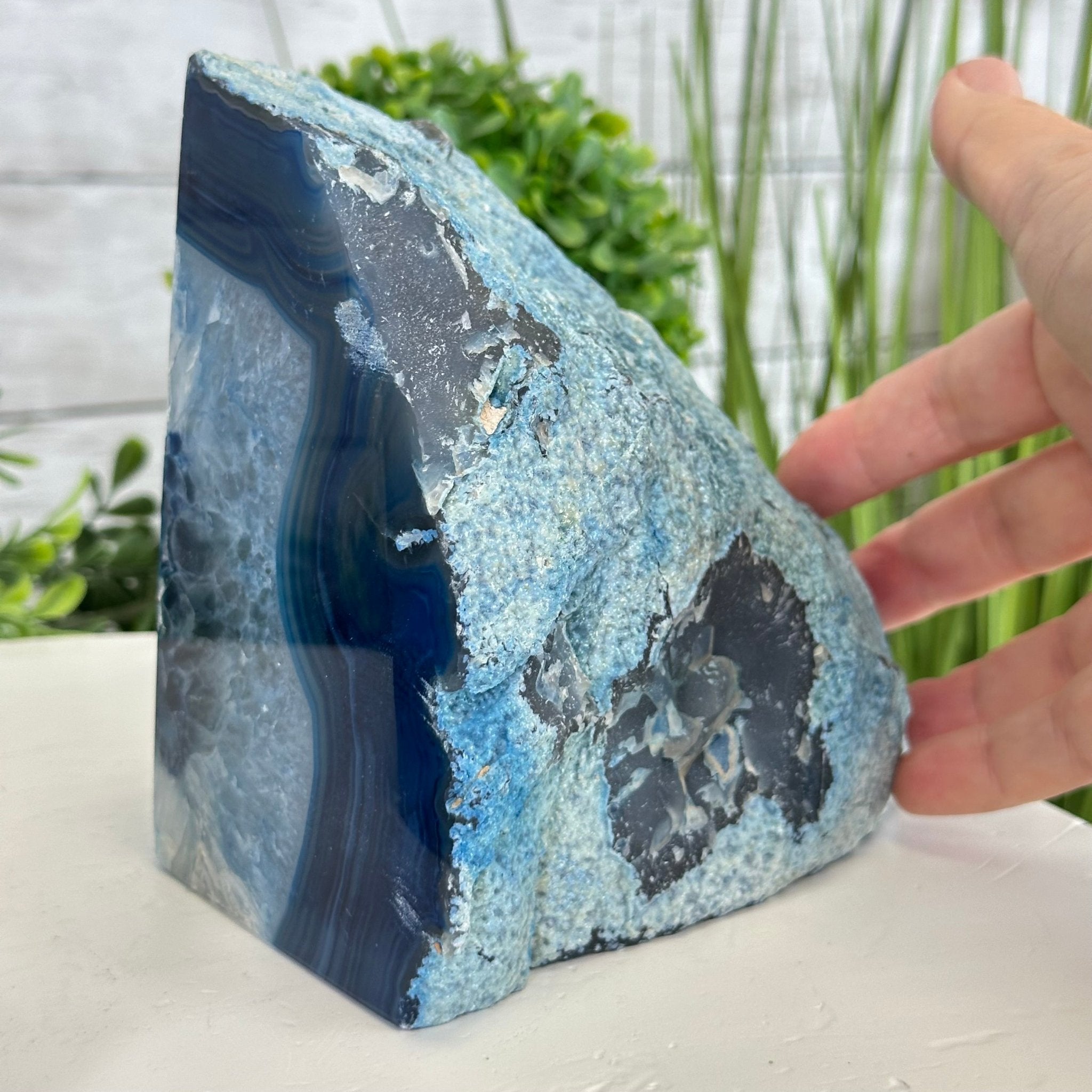 Blue Dyed Brazilian Agate Stone Bookends, 9.7 lbs & 5.5" tall #5151BL-035 - Brazil GemsBrazil GemsBlue Dyed Brazilian Agate Stone Bookends, 9.7 lbs & 5.5" tall #5151BL-035Bookends5151BL-035