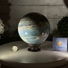 Blue Onyx Quartz Sphere on a Wood Stand, 9.9 lbs & 6.9" Tall #5635 - 0005 - Brazil GemsBrazil GemsBlue Onyx Quartz Sphere on a Wood Stand, 9.9 lbs & 6.9" Tall #5635 - 0005Spheres5635 - 0005